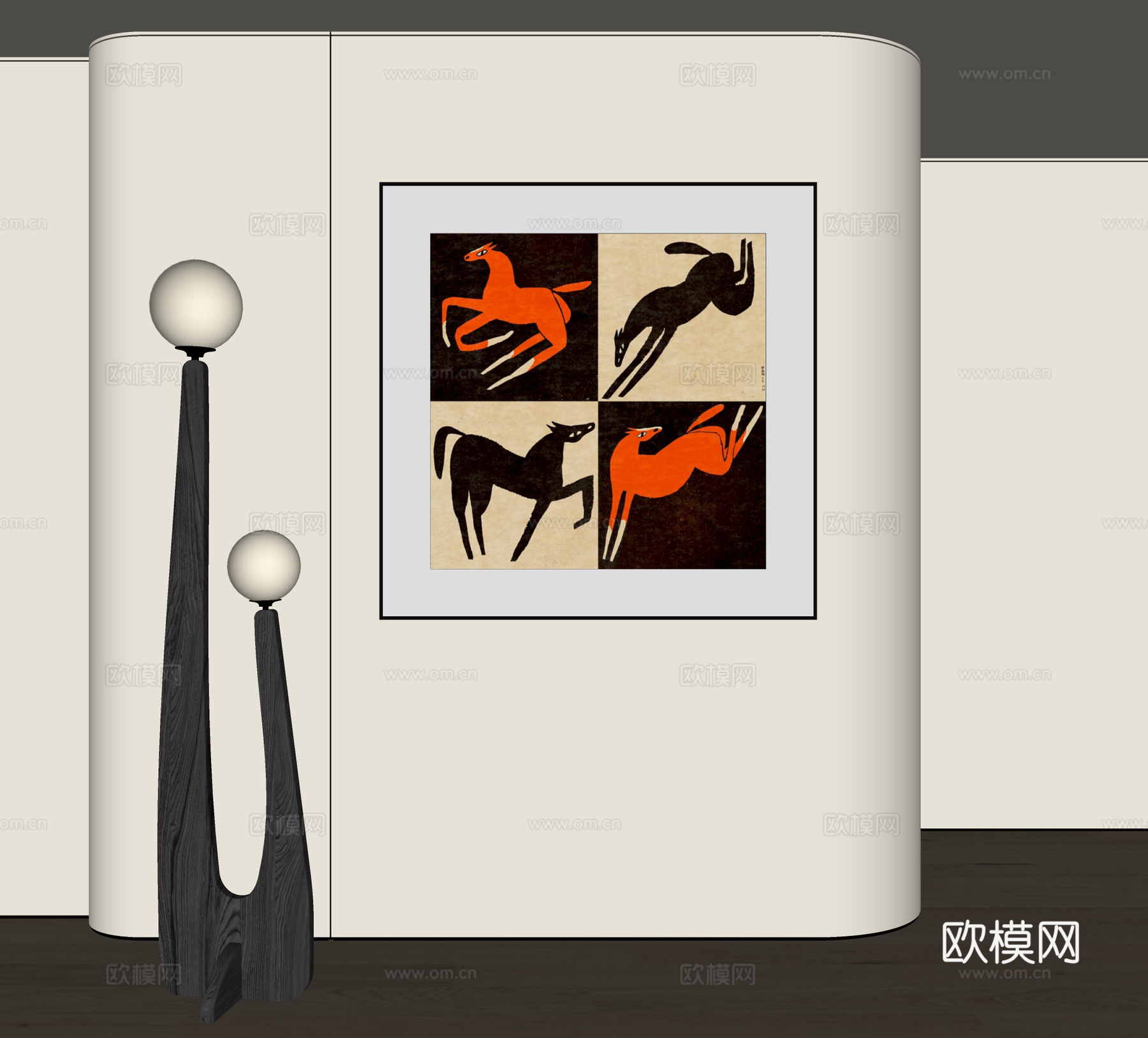 侘寂风装饰画su模型