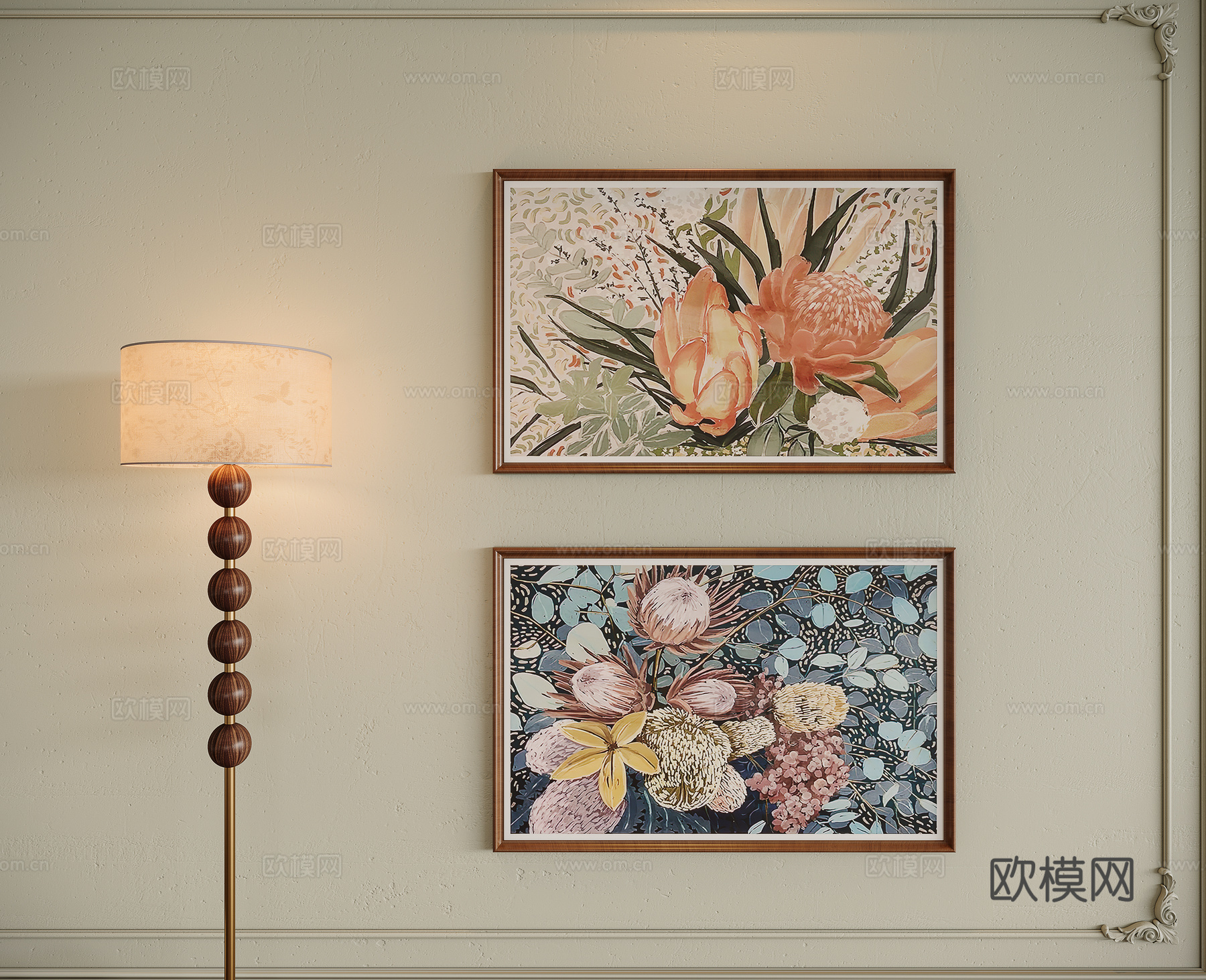 中古风组合装饰画3d模型