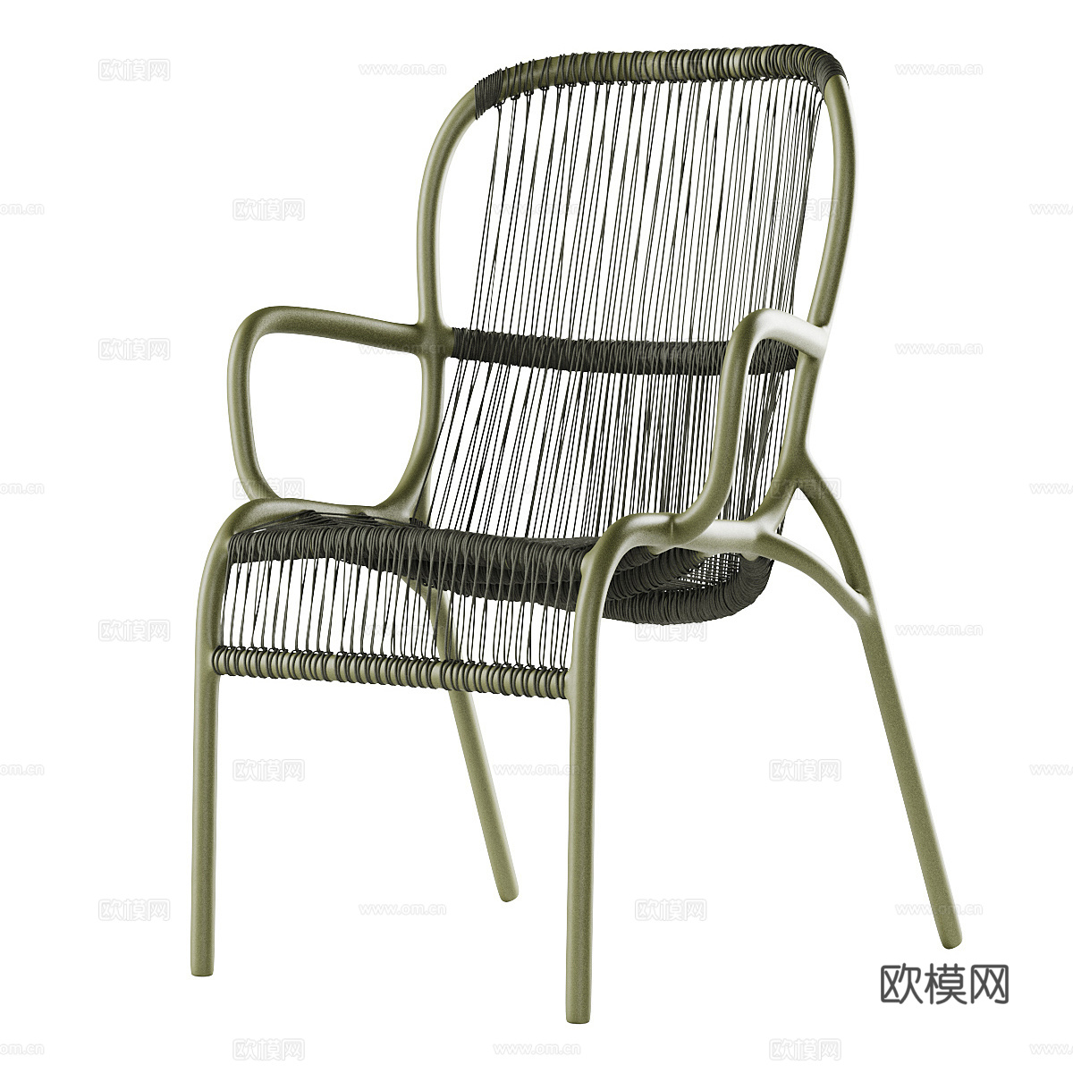 现代北欧不锈钢藤椅3d模型
