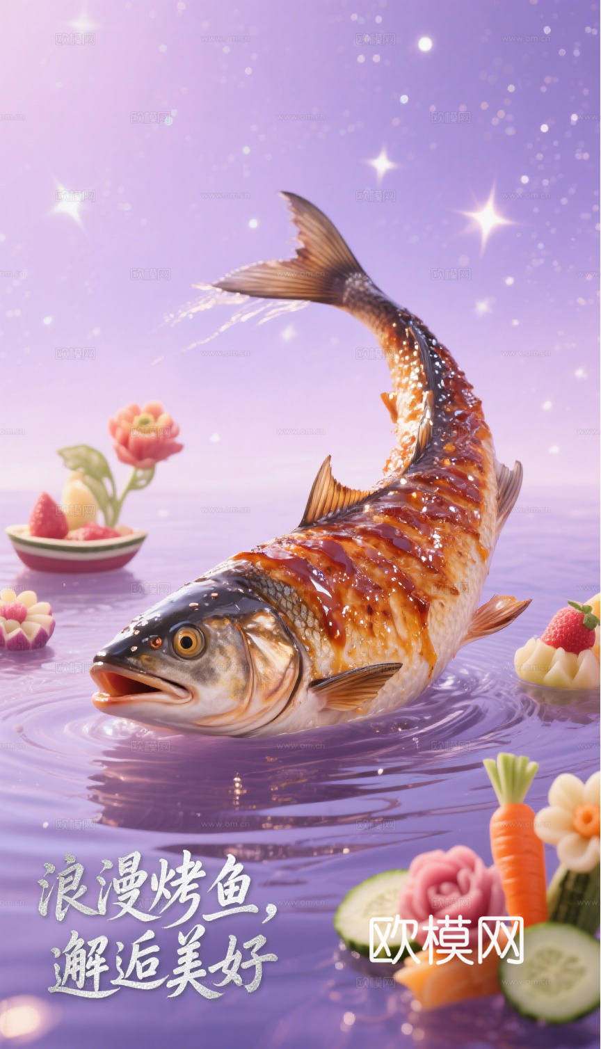 脆皮烤鱼烧烤海报