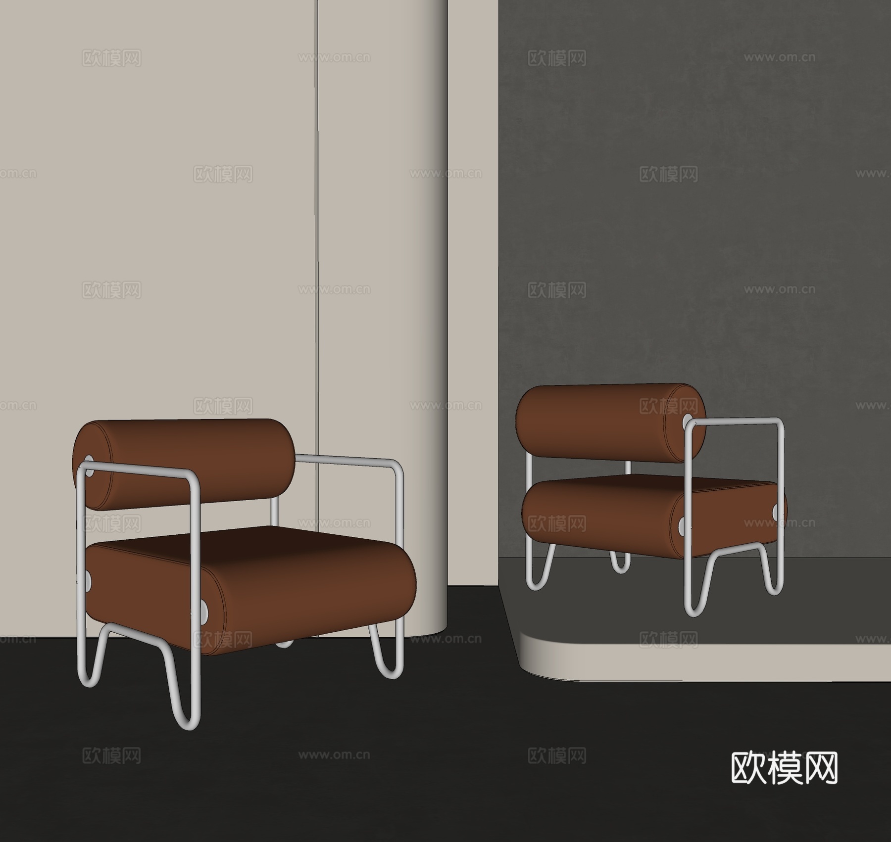 现代沙发椅 简约沙发椅 中古风沙发椅su模型