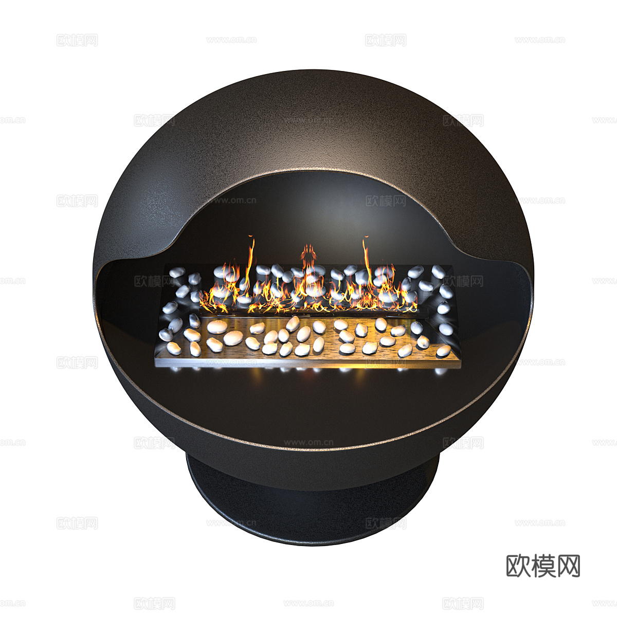现代意式极简球形壁炉3d模型