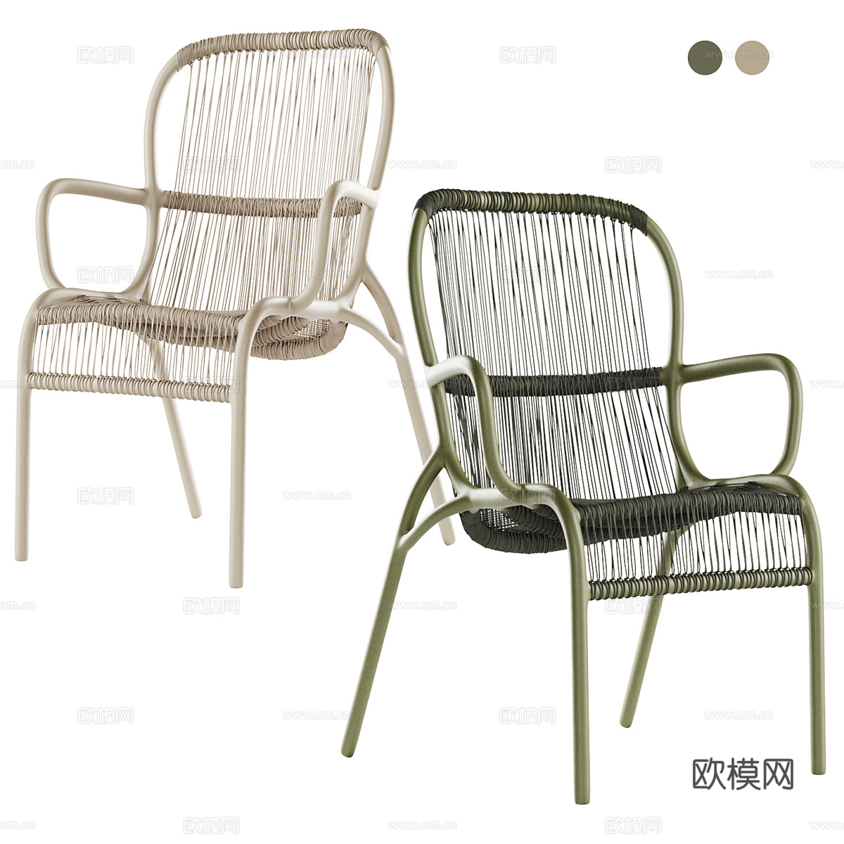 现代北欧不锈钢藤椅3d模型
