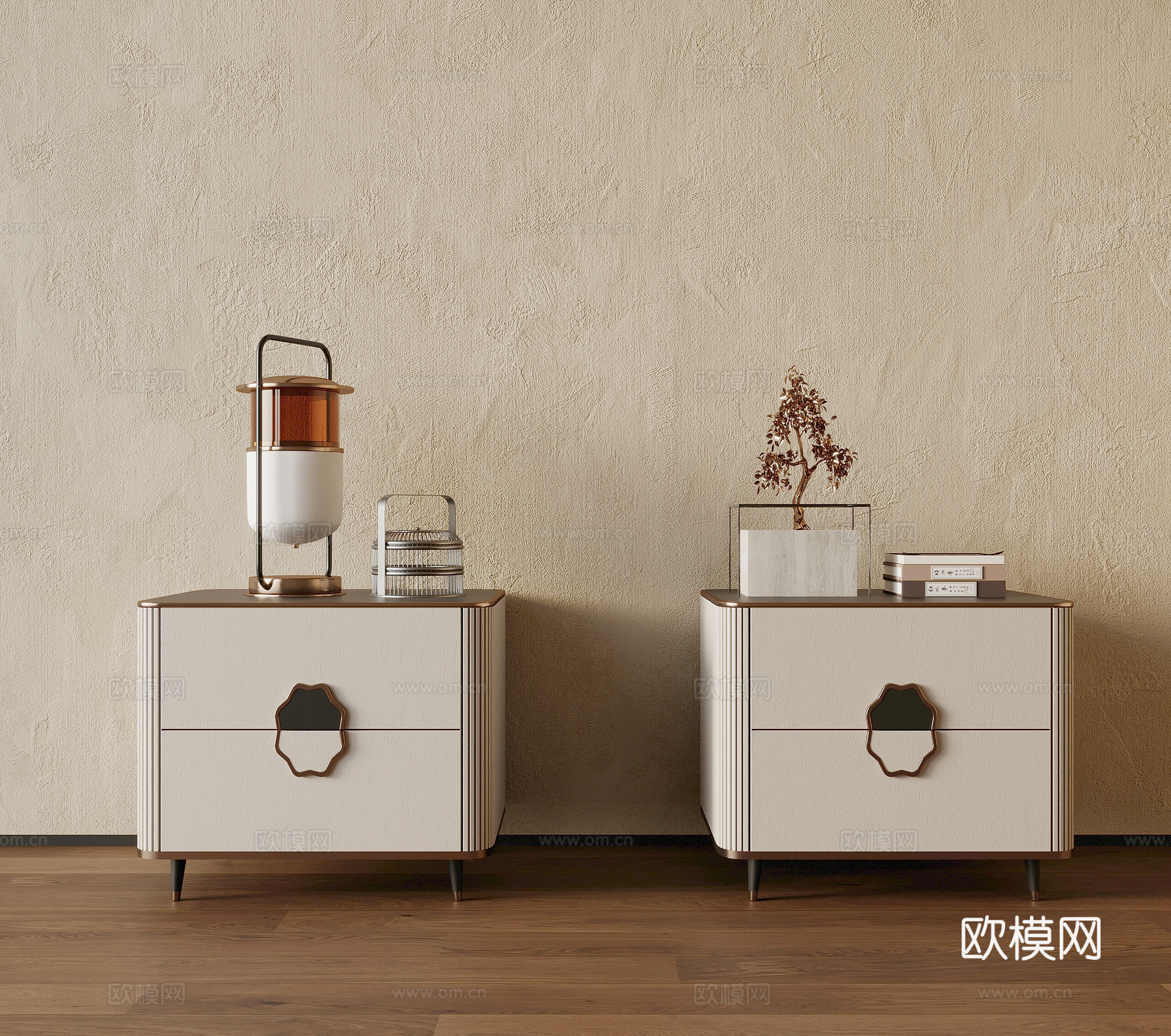 新中式床头柜3d模型