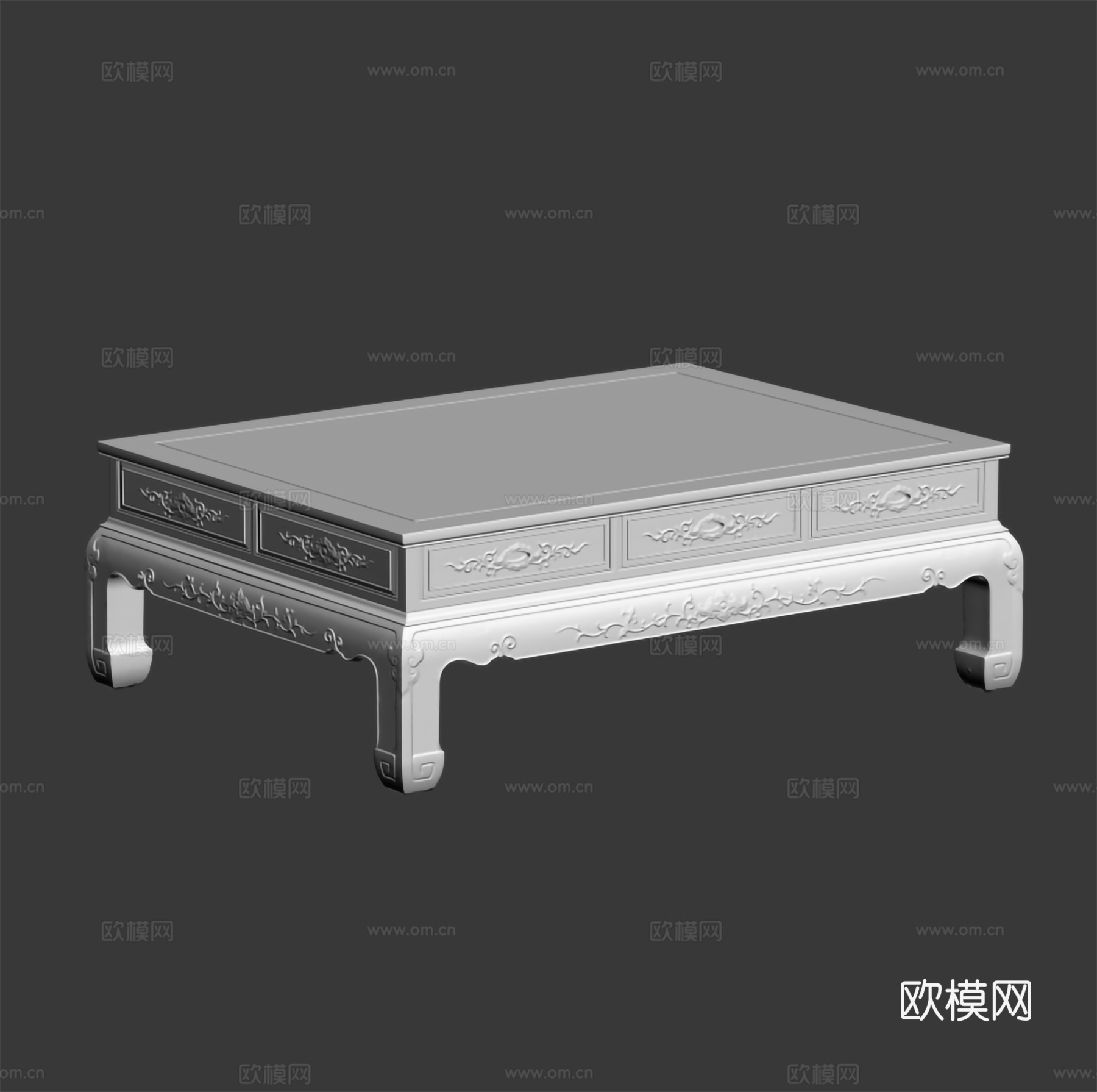 中式客厅木制茶几 雕花造型 实木红木3d模型
