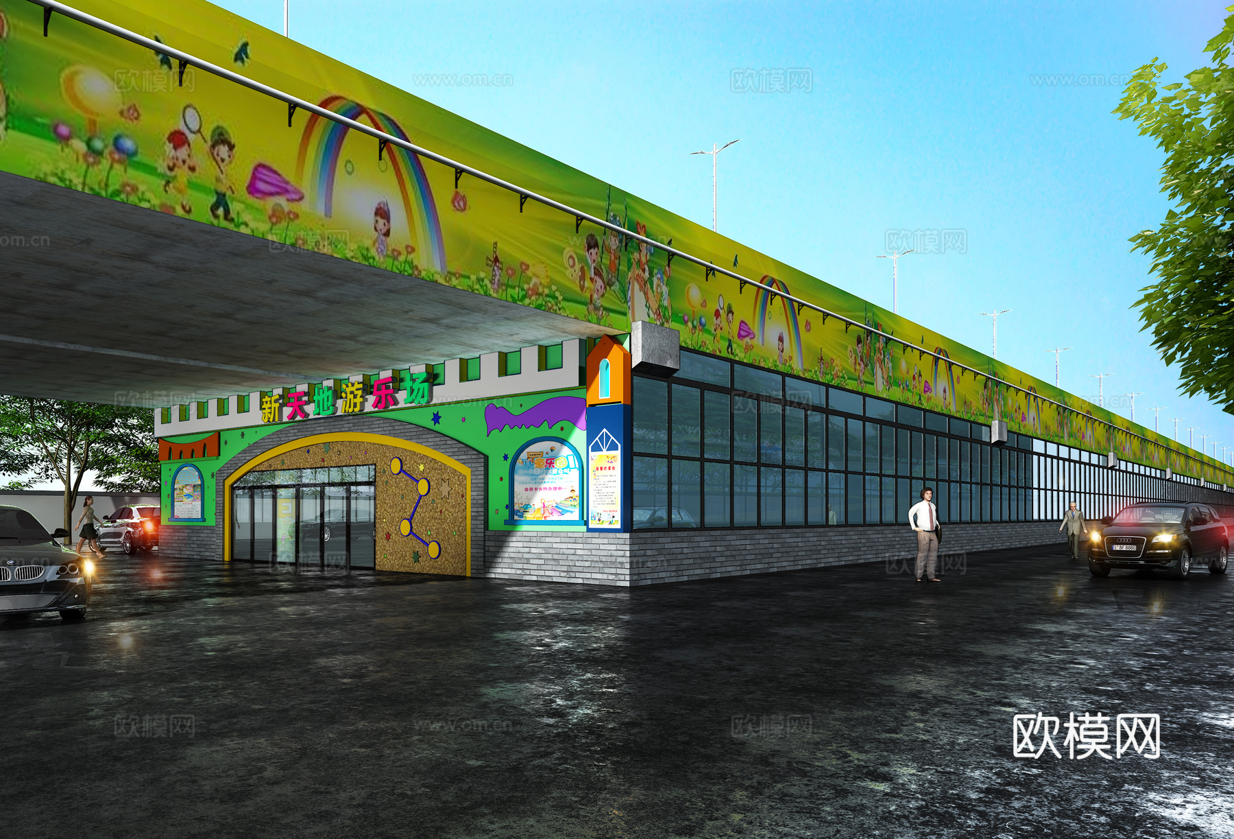 现代室外幼儿园马路高速公路涵洞3d模型
