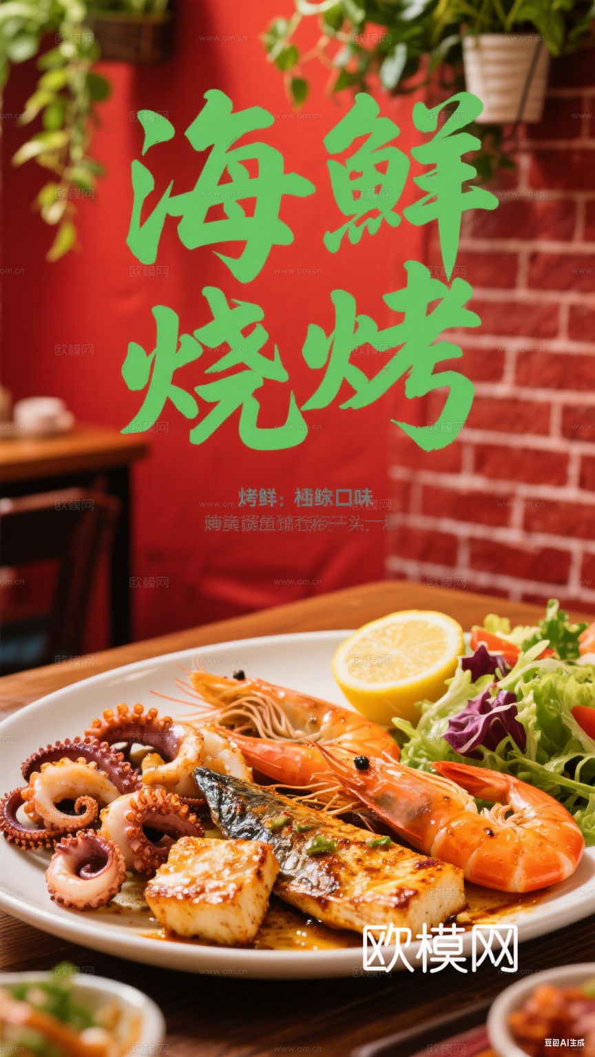 海鲜虾蟹鱼餐饮海报