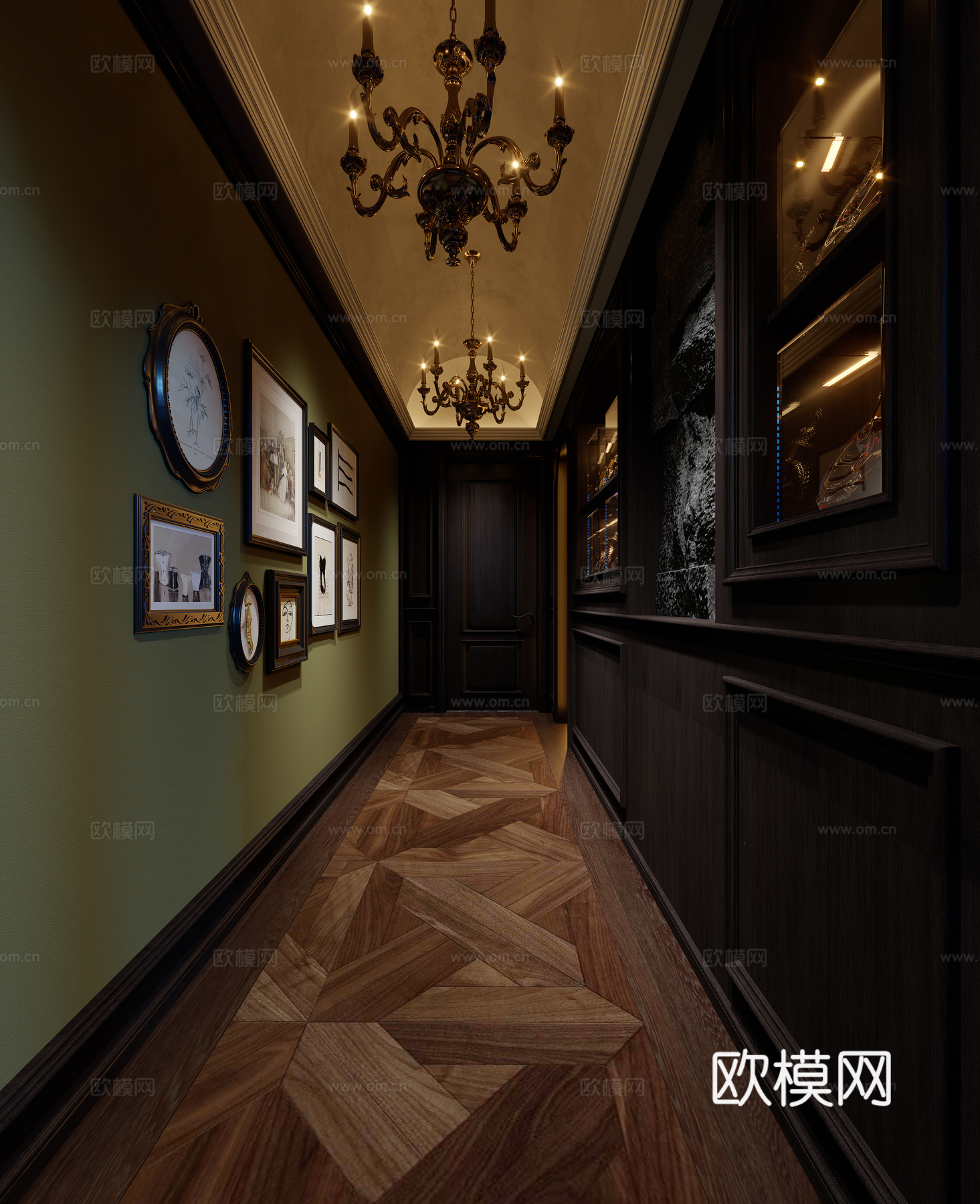 美式餐厅过道3d模型