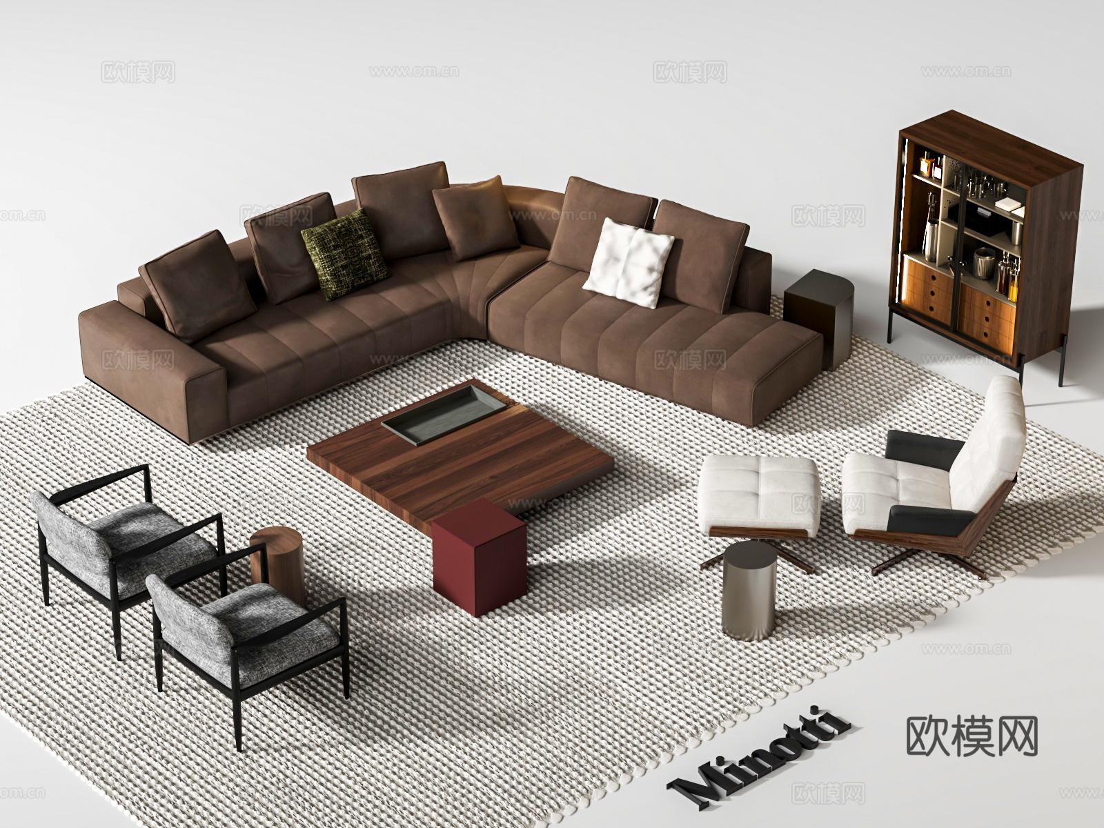 Minotti GOODMAN沙发茶几组合21 转角沙发3d模型