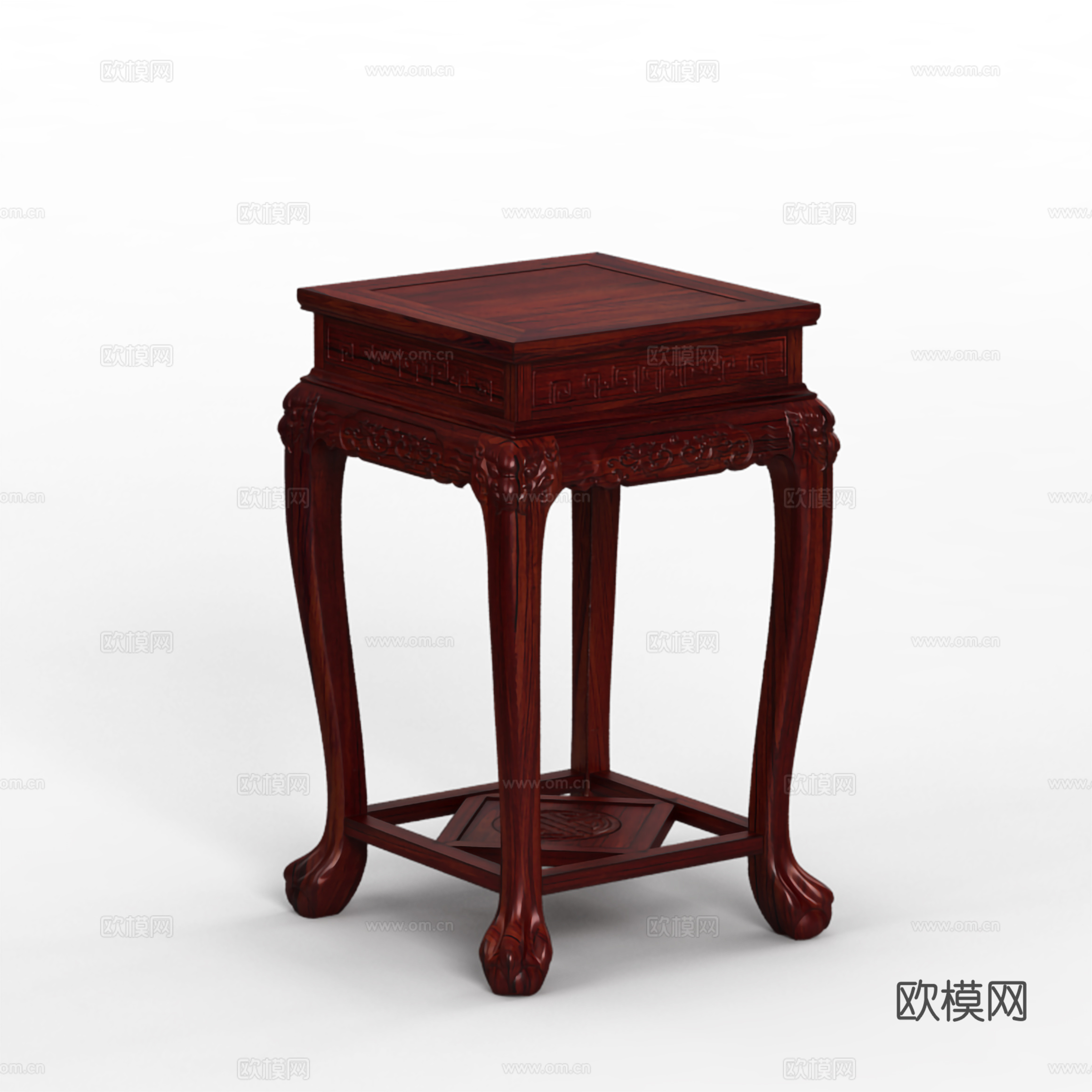 中式花架 雕花造型 实木红木3d模型