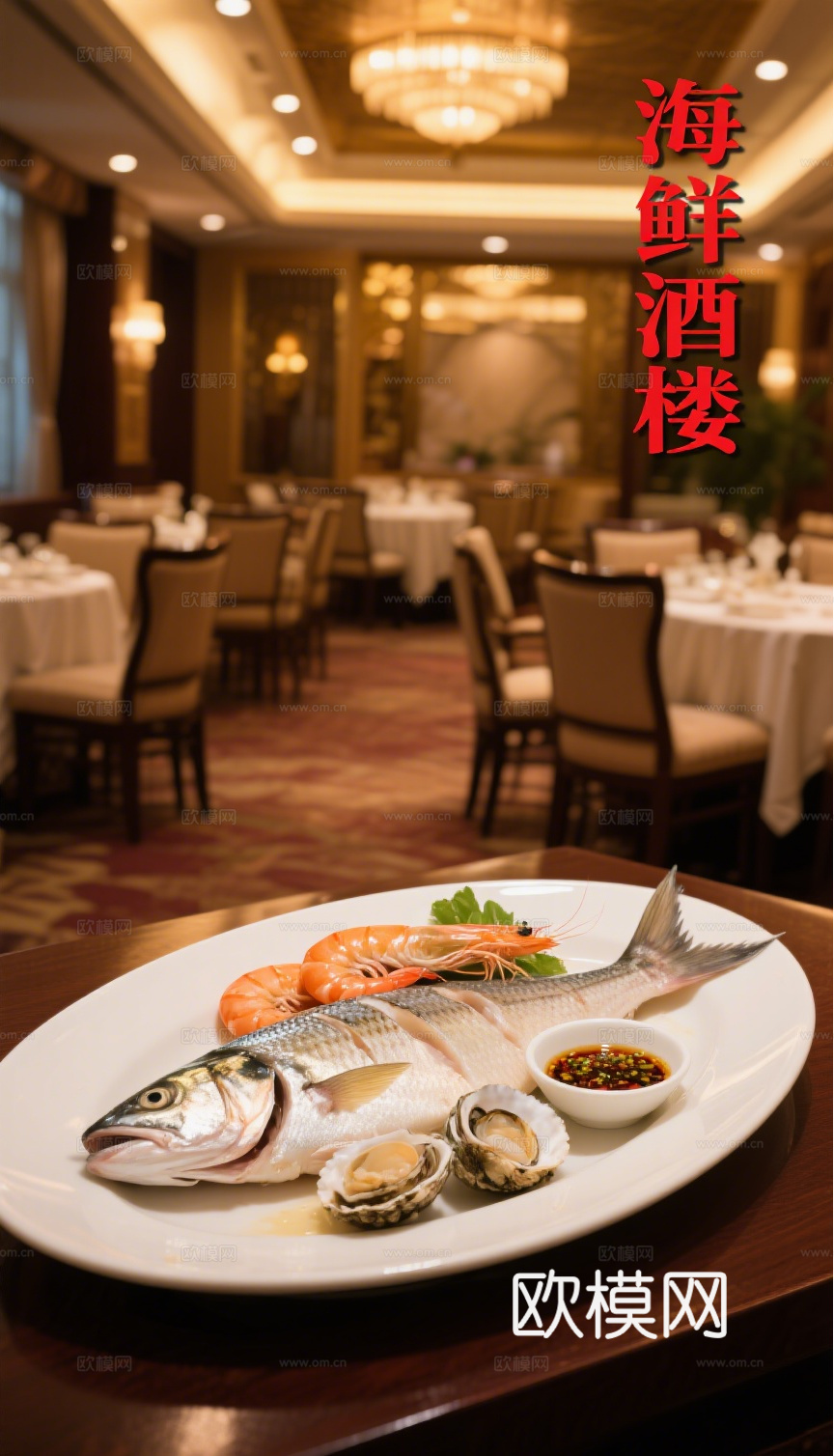 海鲜虾蟹鱼餐饮海报