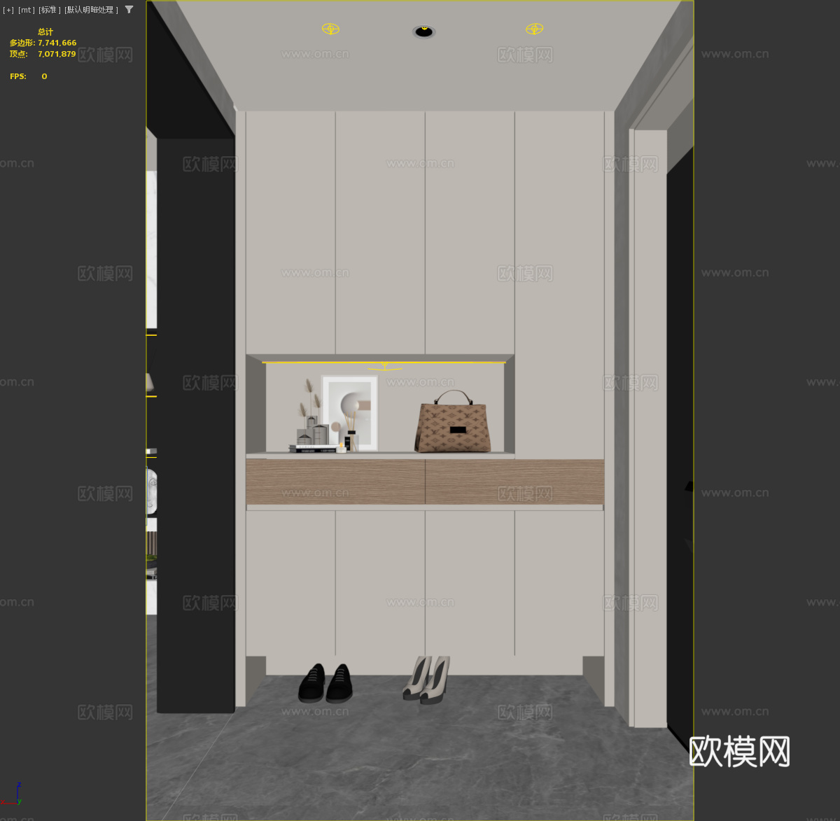 现代玄关门厅鞋柜 极简入户鞋柜 包包摆件饰品鞋子 悬浮鞋柜装3d模型