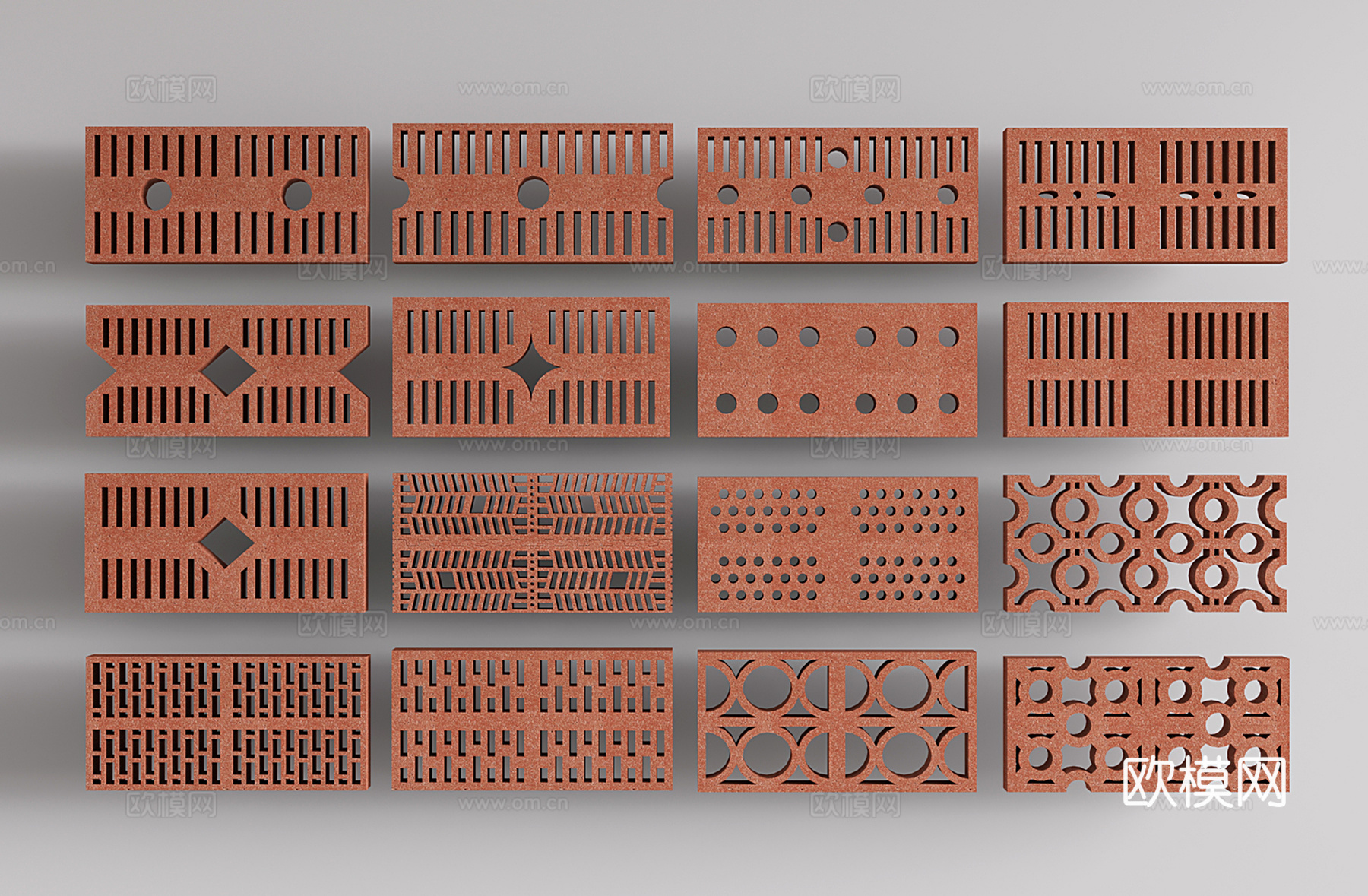 现代水泥镂空砖 建筑材料构件 景墙砖 预制砖墙3d模型