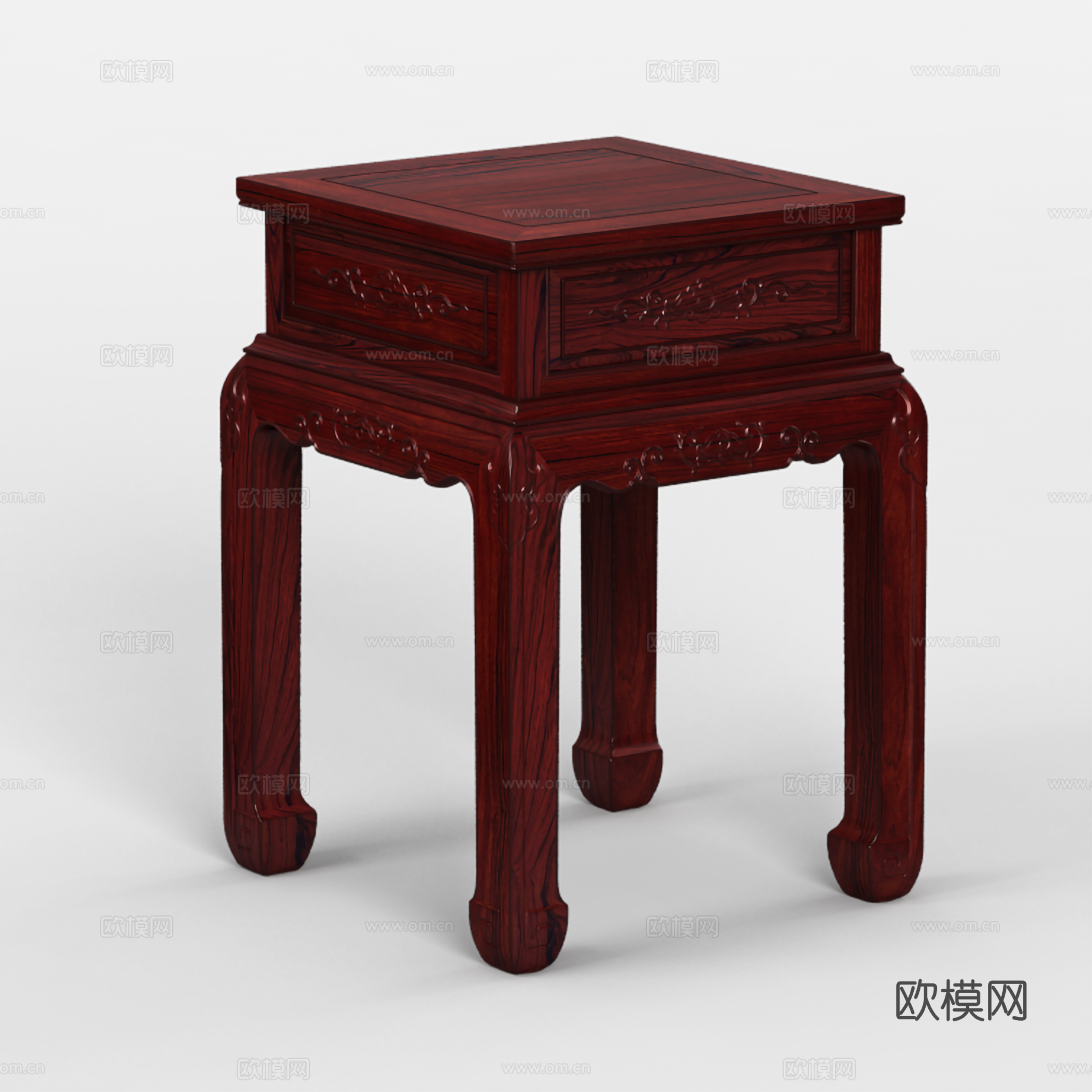 中式客厅花架 雕花造型 实木红木3d模型