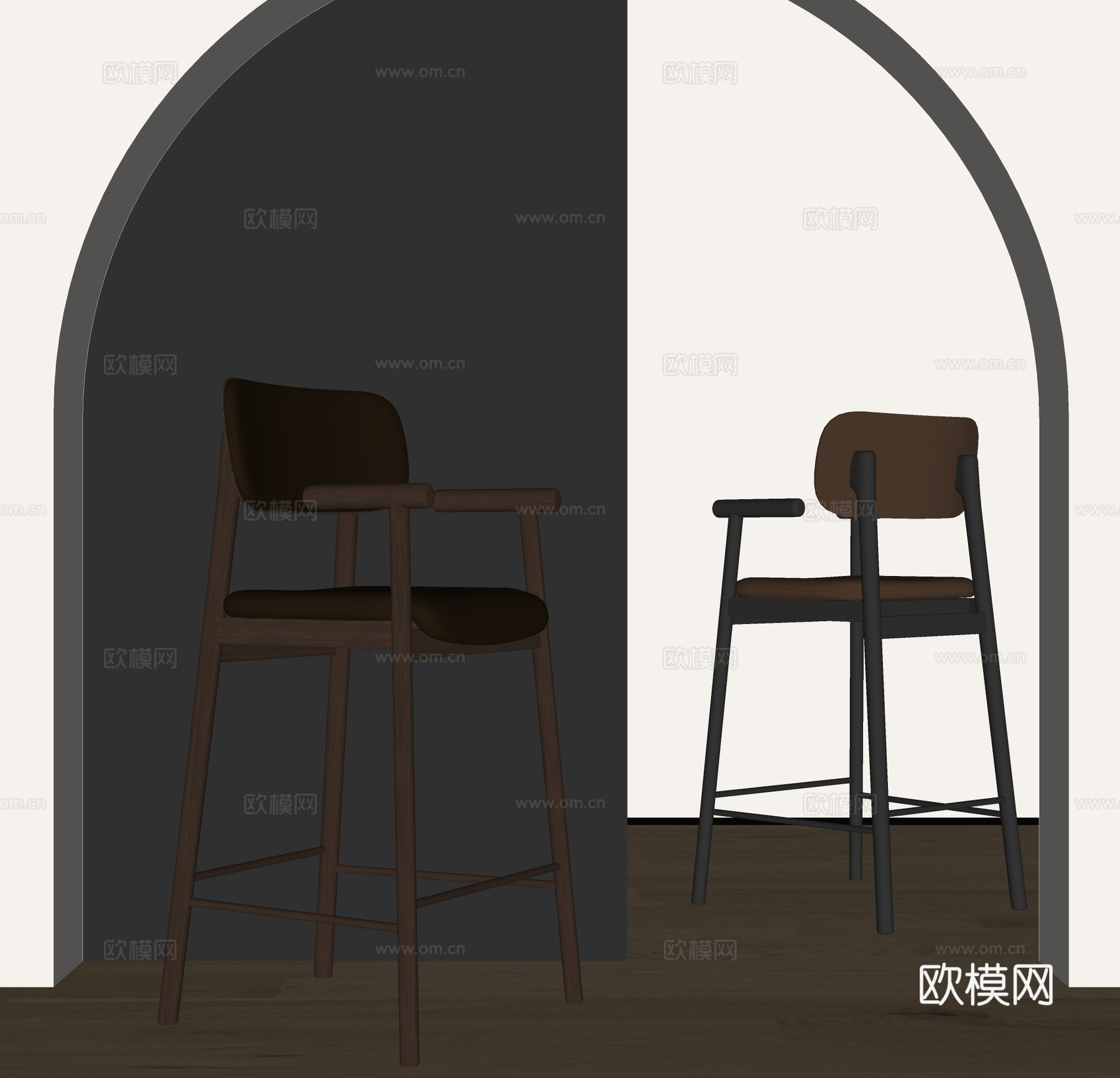 中古风吧椅su模型