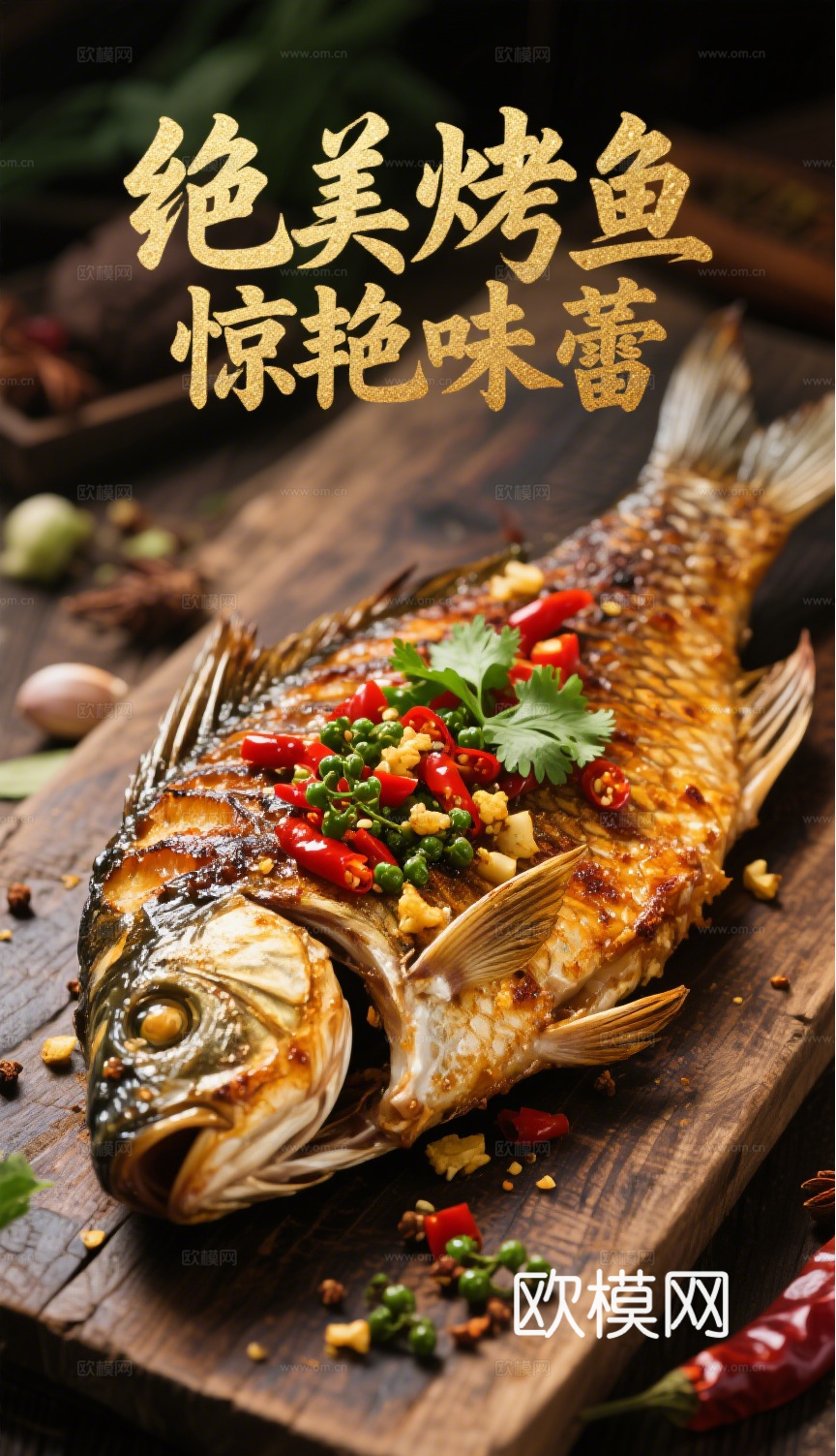 脆皮烤鱼烧烤海报