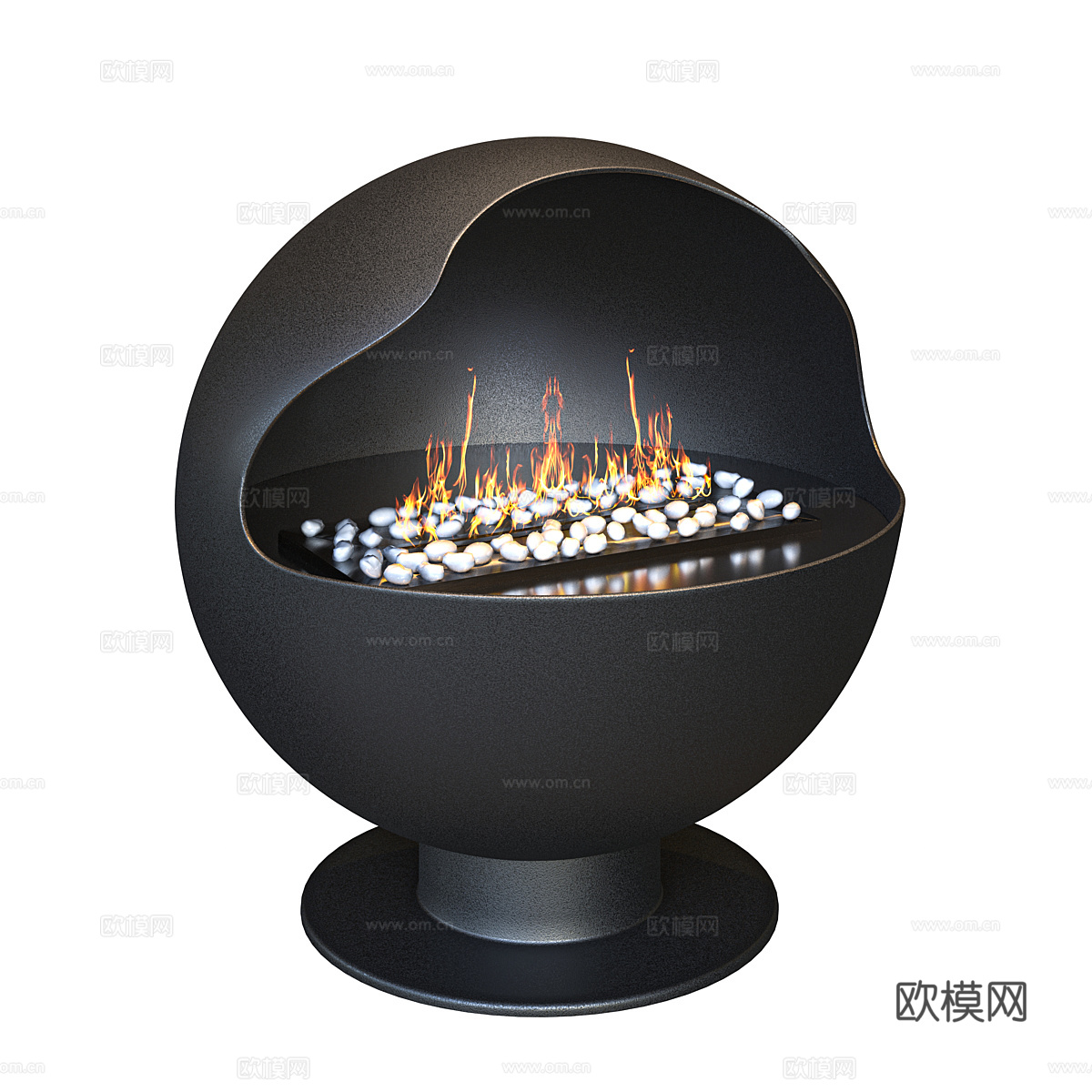 现代意式极简球形壁炉3d模型