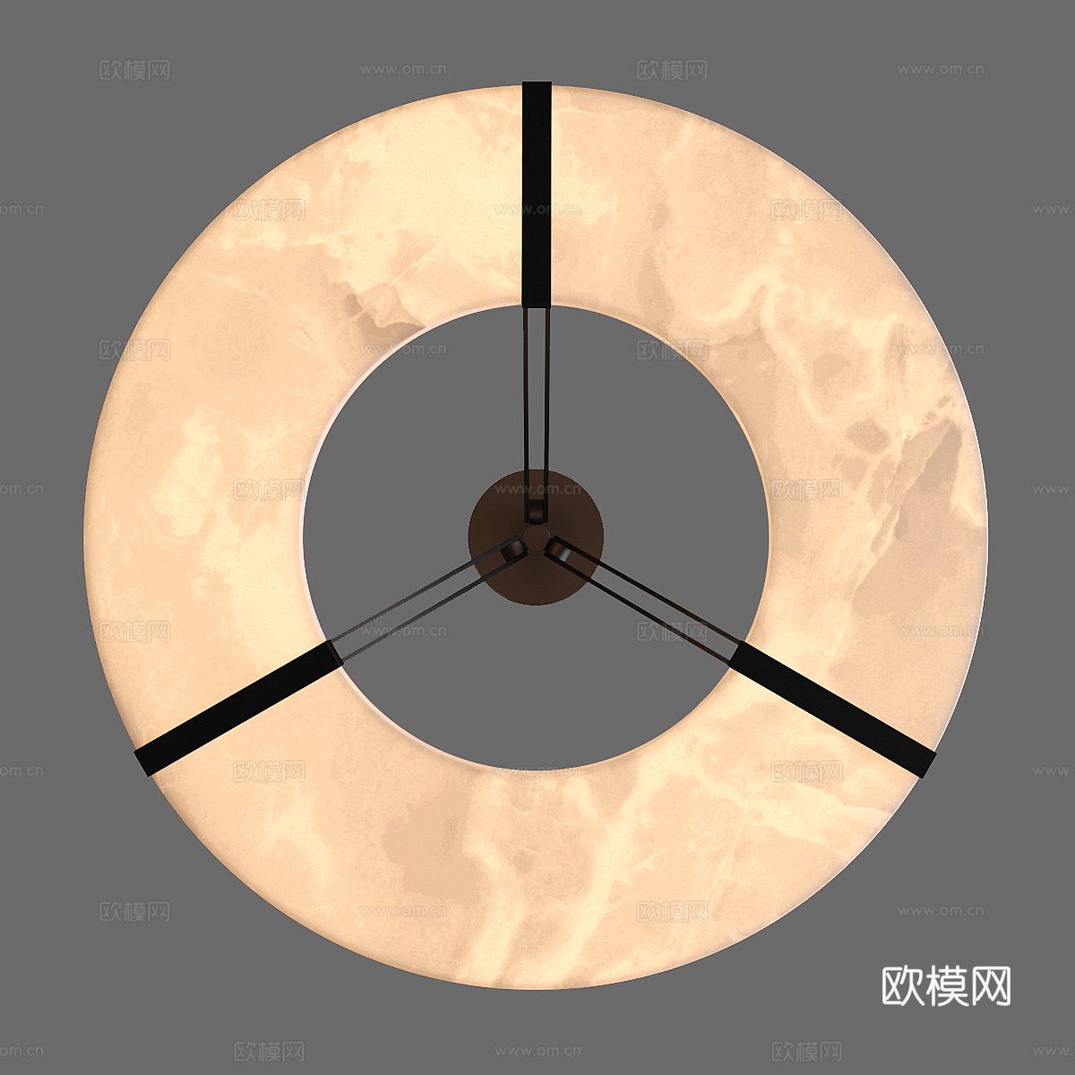 新中式轻奢圆形透光石装饰吊灯3d模型