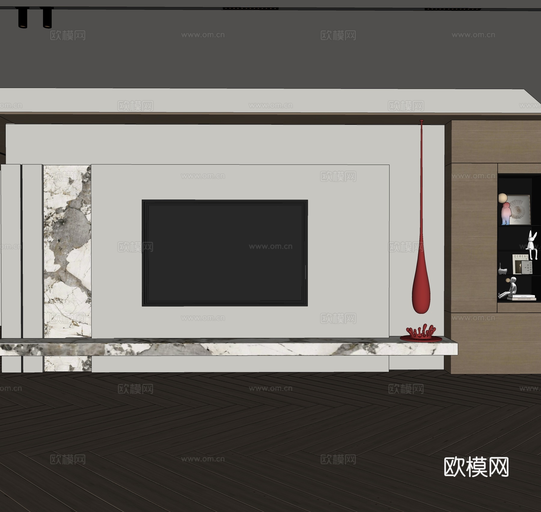 现代电视背景墙 简约电视背景墙su模型