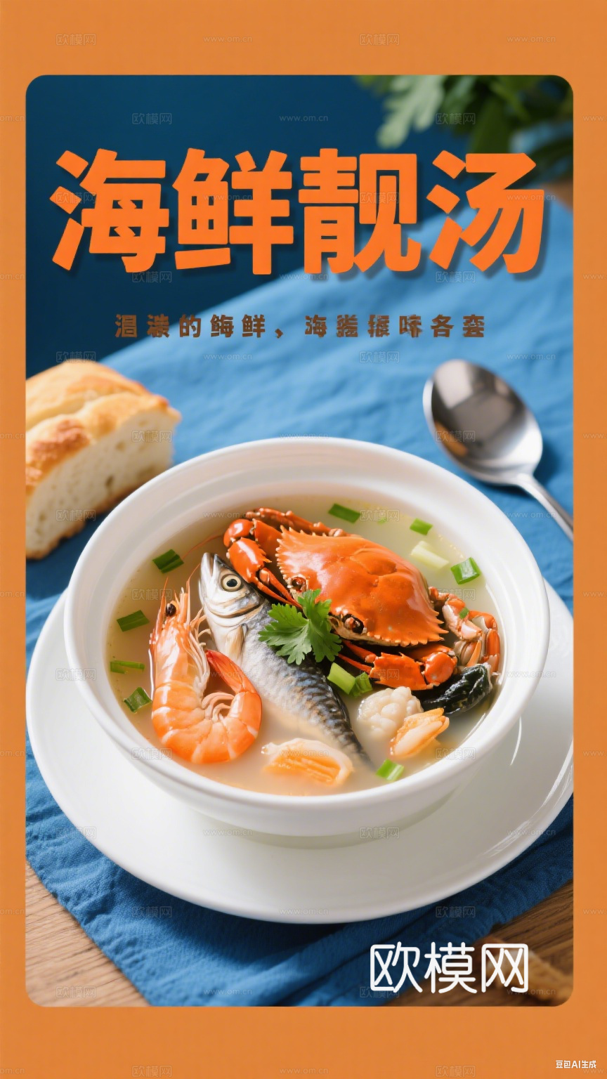 海鲜虾蟹鱼餐饮海报