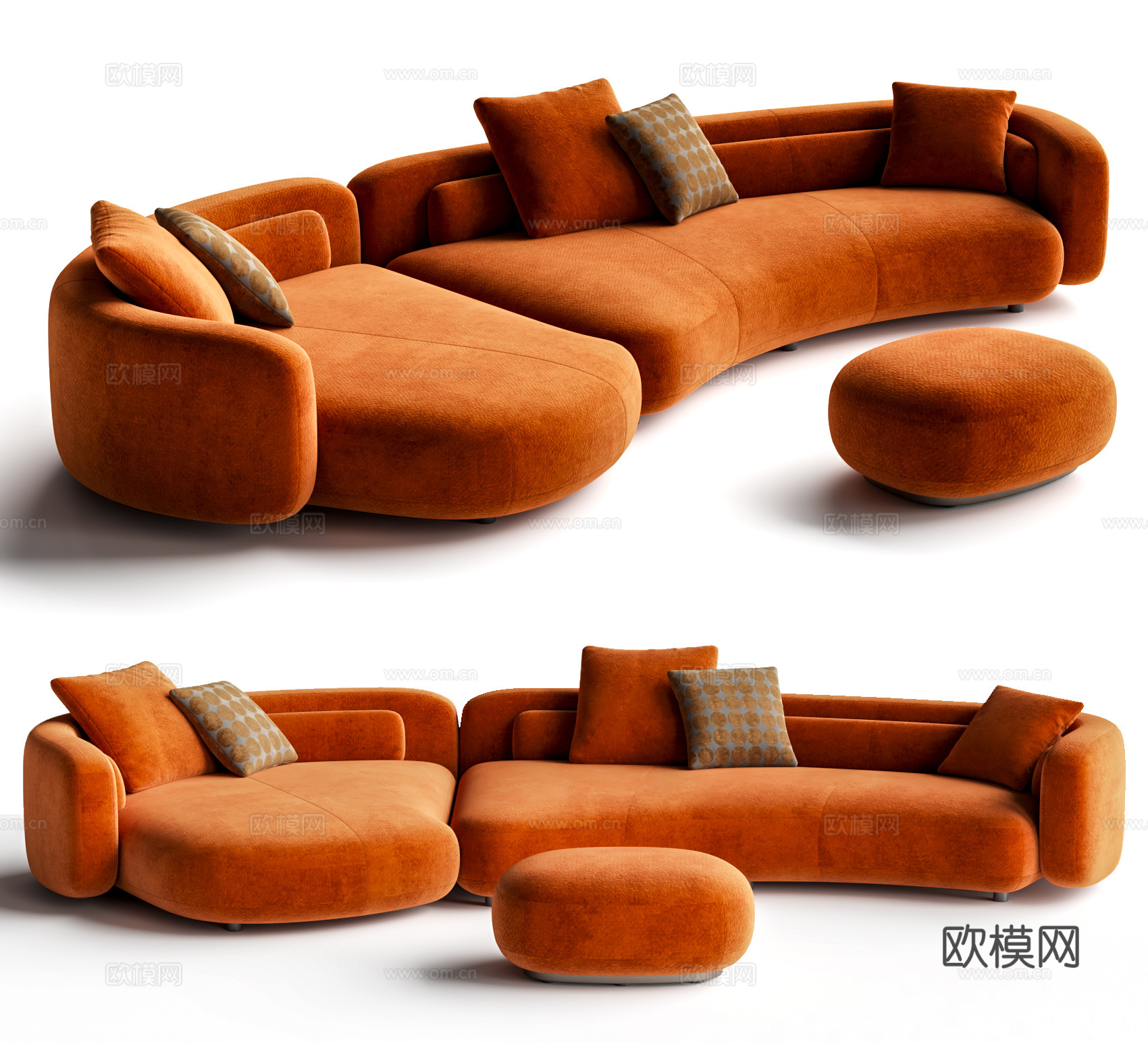 Minotti Bezier布艺沙发 弧形沙发 异形沙发su模型