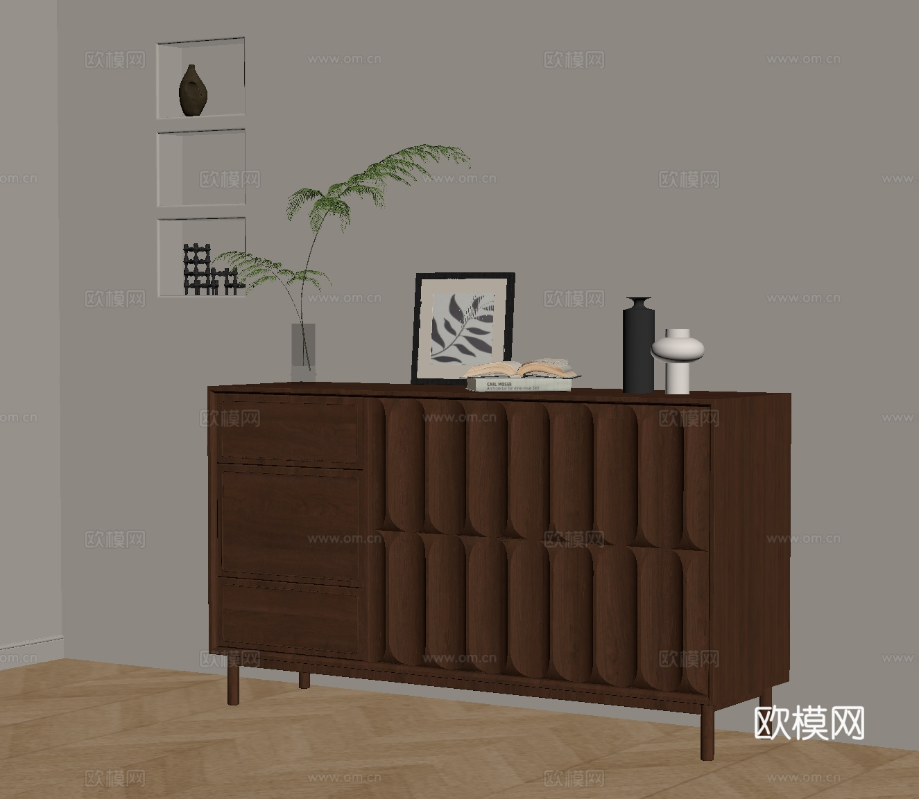 法式复古玄关柜 边柜su模型