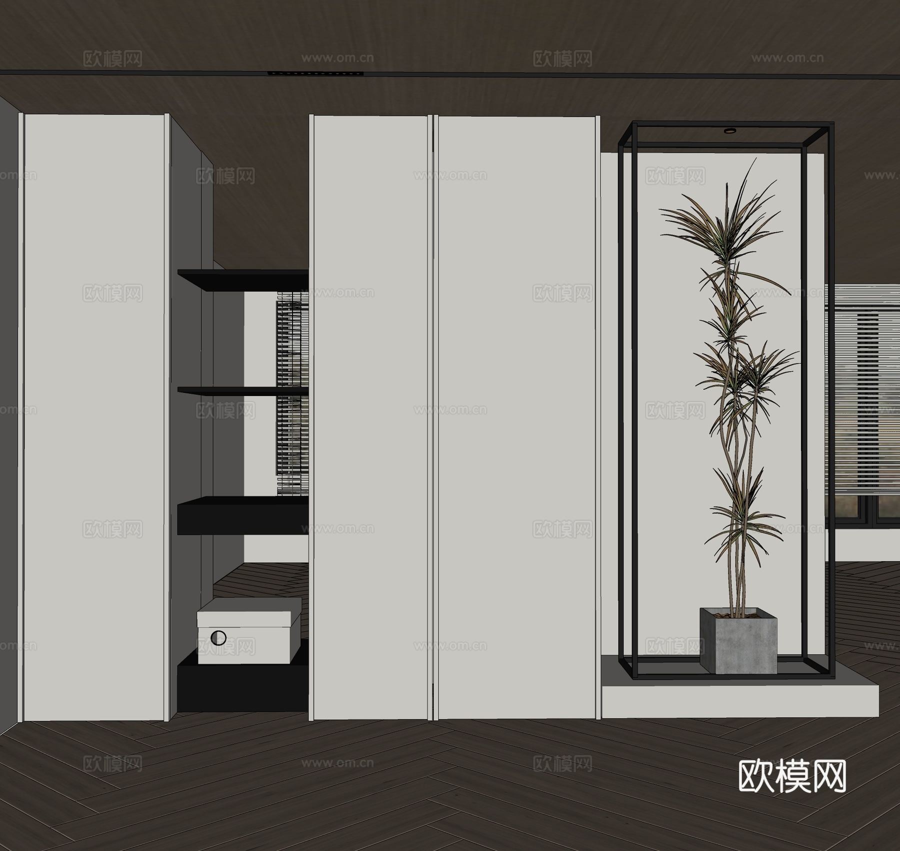 现代玄关柜 简约玄关柜 现代入户鞋柜 入户隔断柜su模型