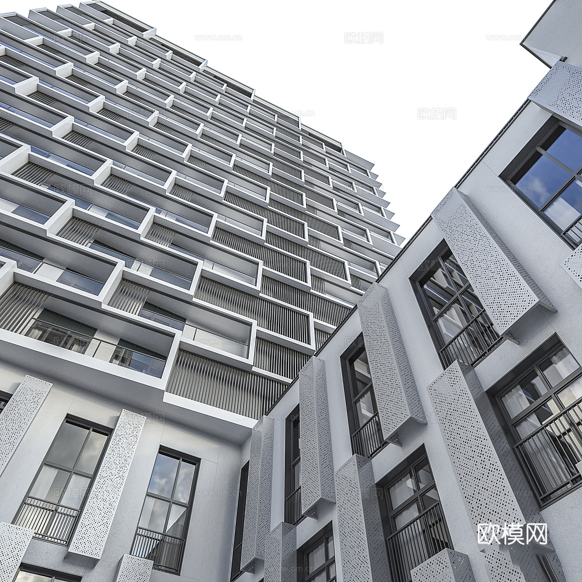 现代高层住宅建筑外观3d模型