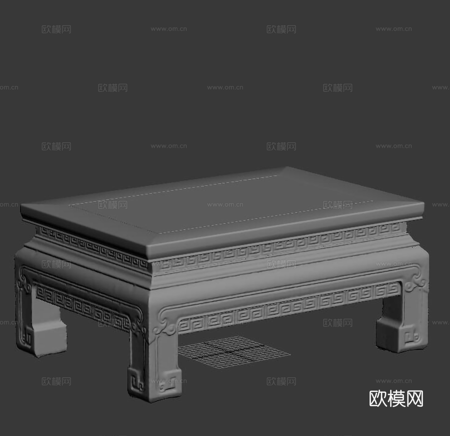 中式客厅沙发茶台  雕花造型 实木红木3d模型