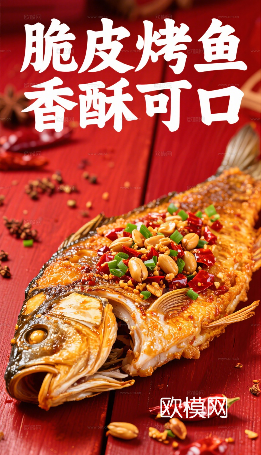 脆皮烤鱼烧烤海报