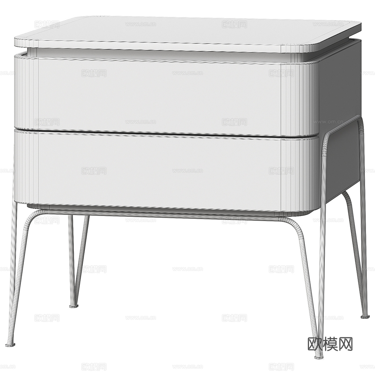 新中式轻奢床头柜3d模型