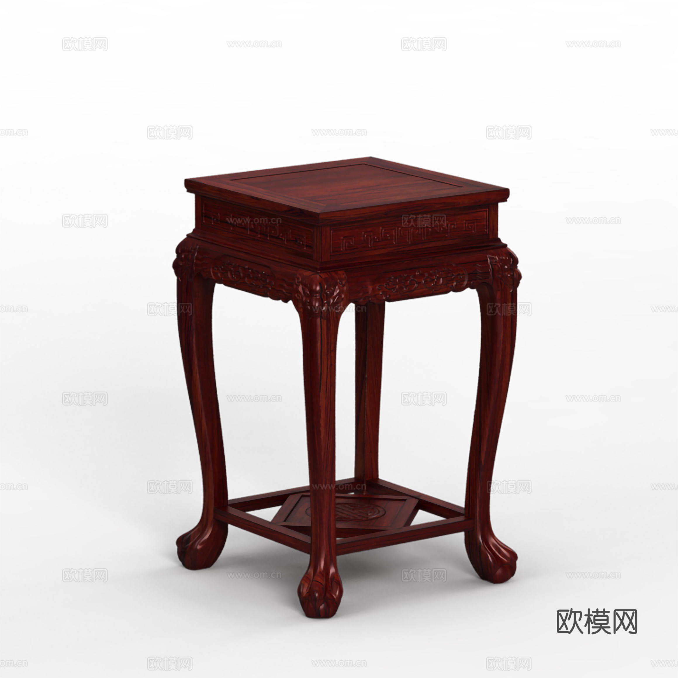 中式花架 雕花造型 实木红木3d模型