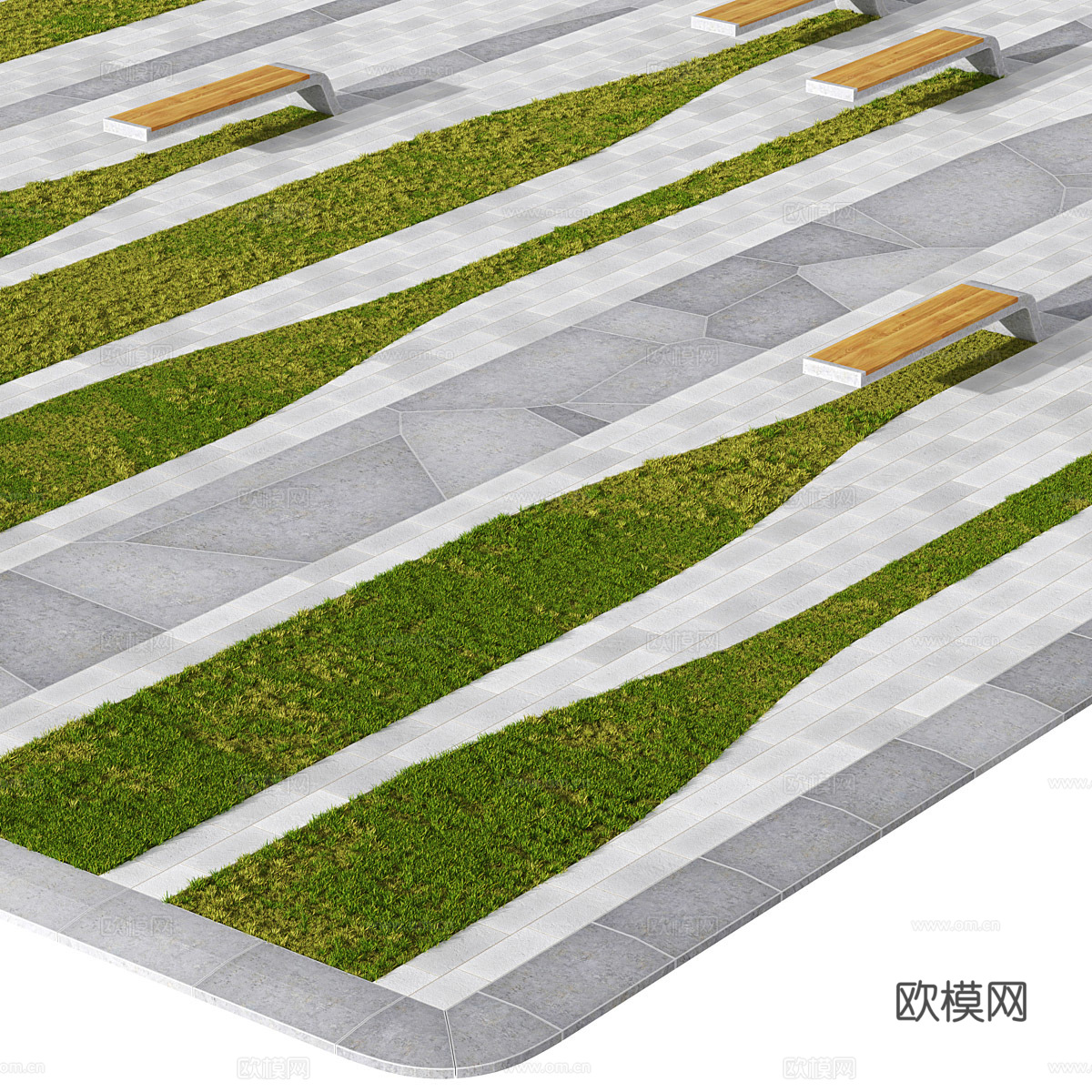 现代公园景观 广场景观3d模型