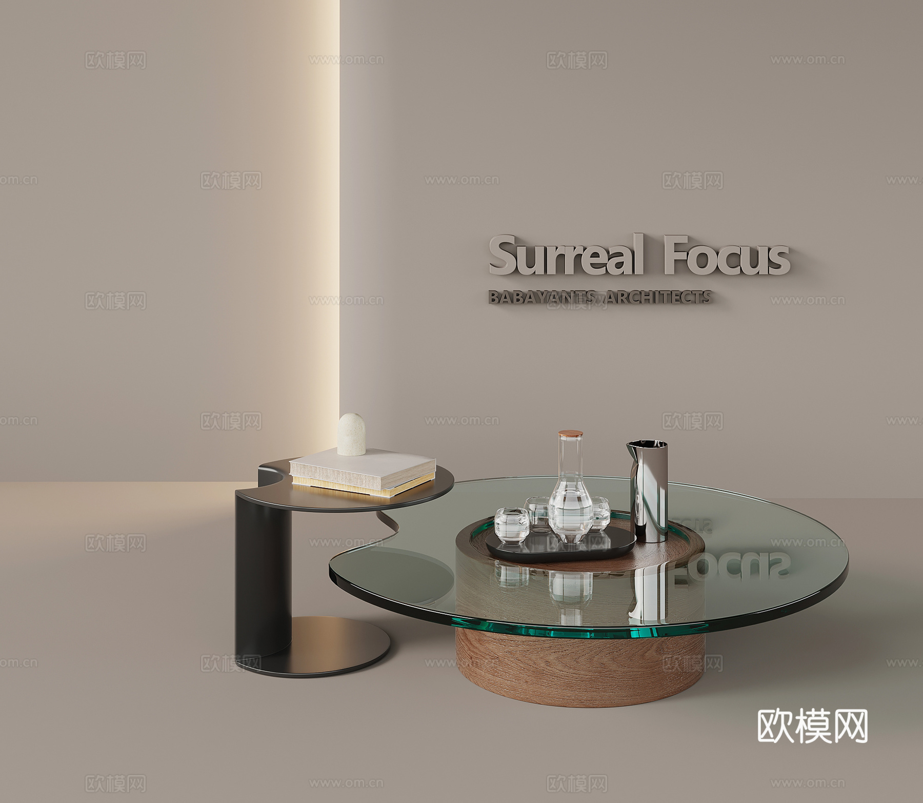 中古风茶几 拼接茶几 字母几su模型