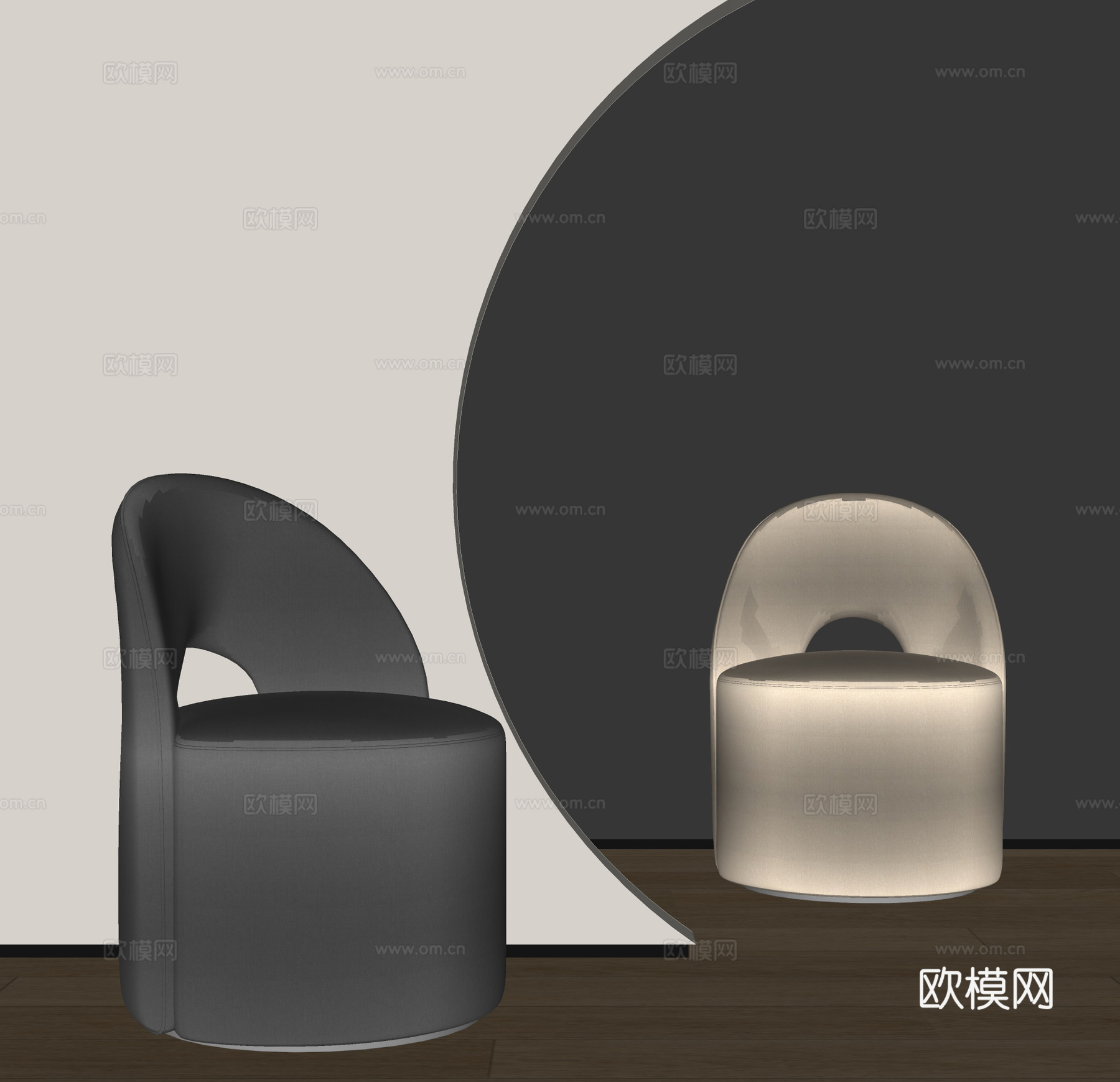 现代化妆凳su模型