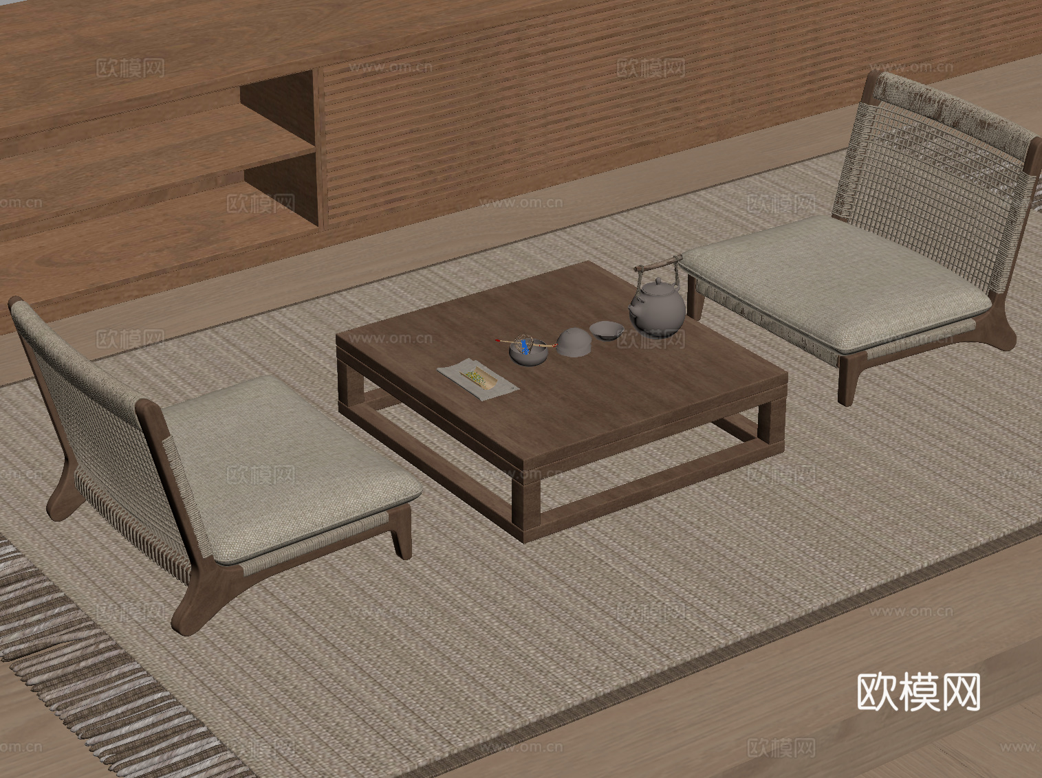 新中式茶台su模型