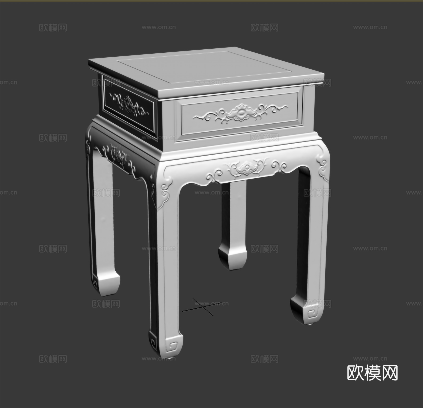 中式客厅花架 雕花造型 实木红木3d模型