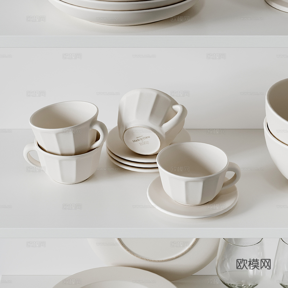 现代奶油风餐具3d模型