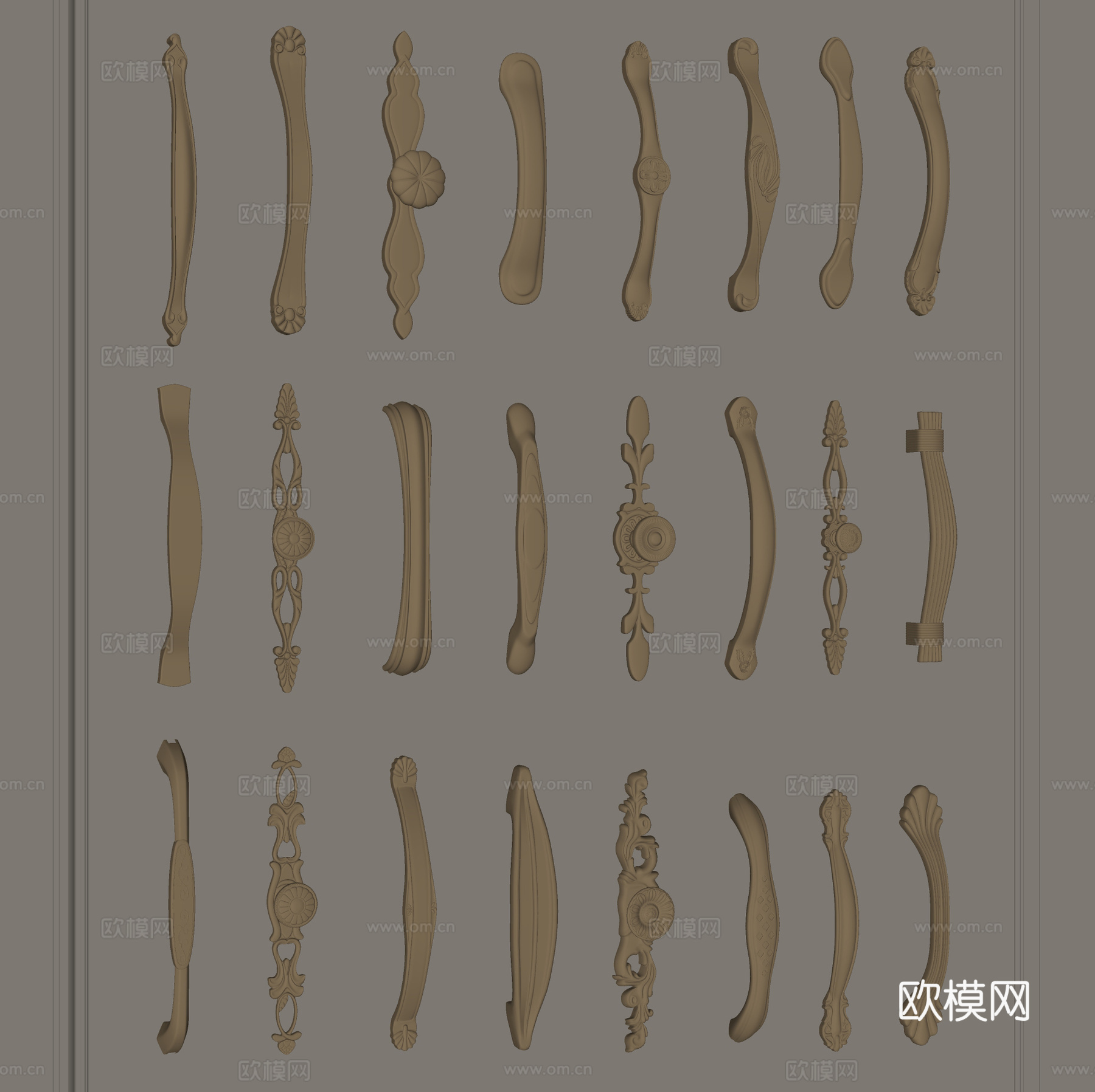 法式柜门拉手su模型