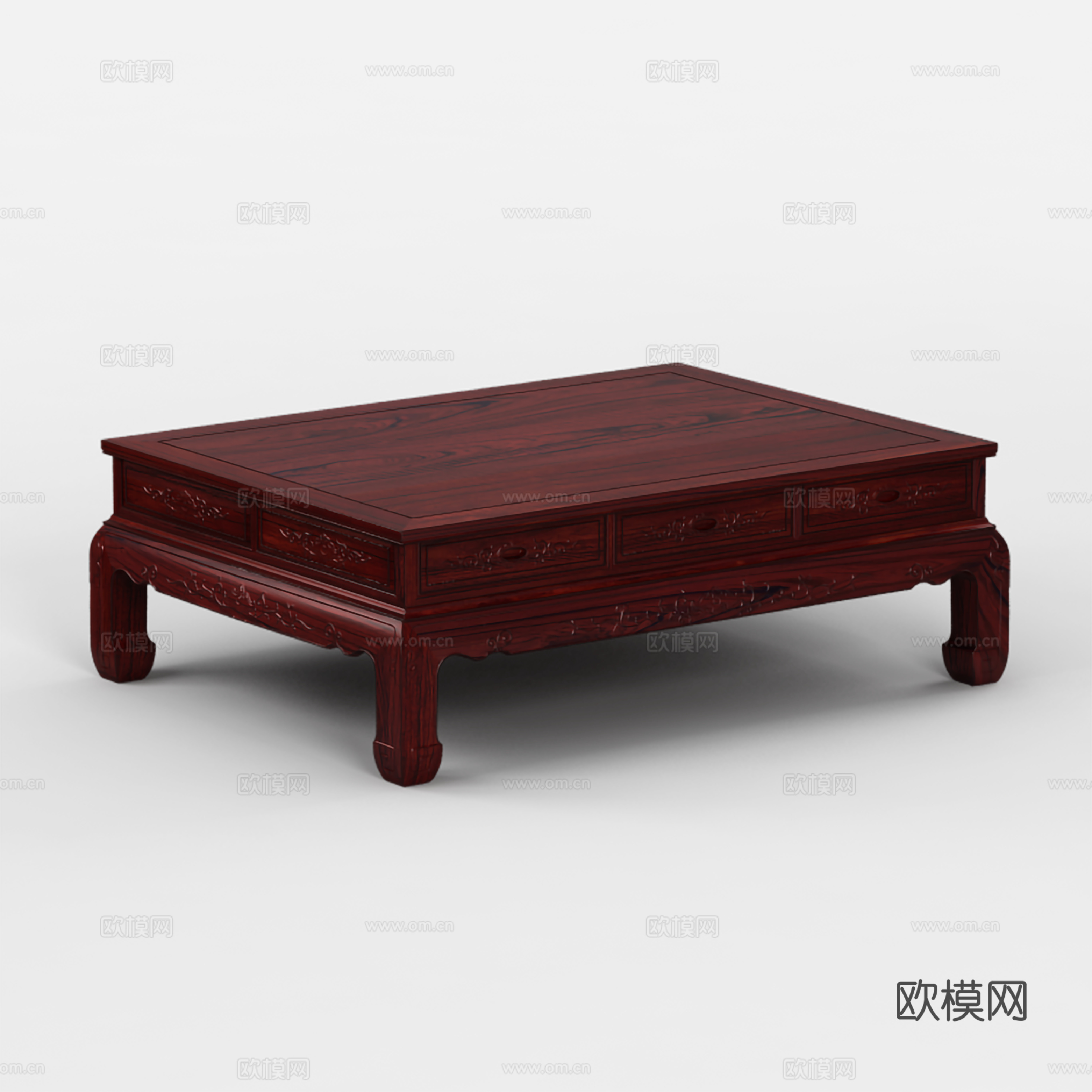中式客厅木制茶几 雕花造型 实木红木3d模型