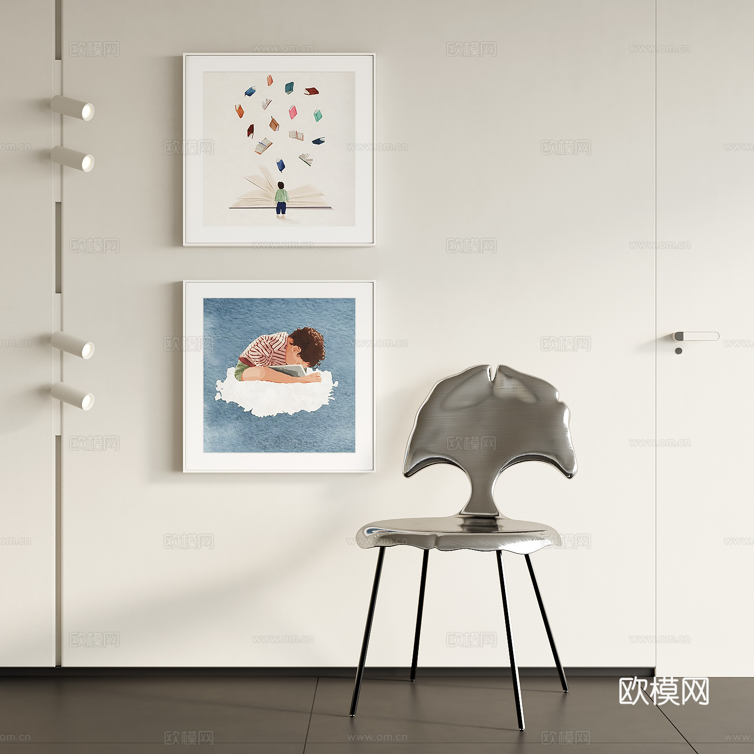 现代装饰画su模型下载（渲染图1）