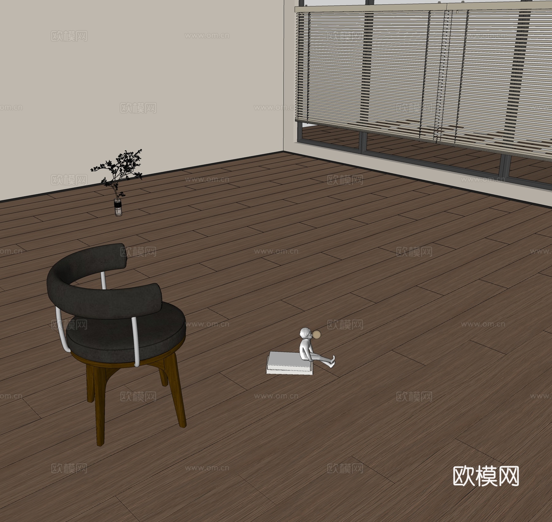 现代实木地板su模型