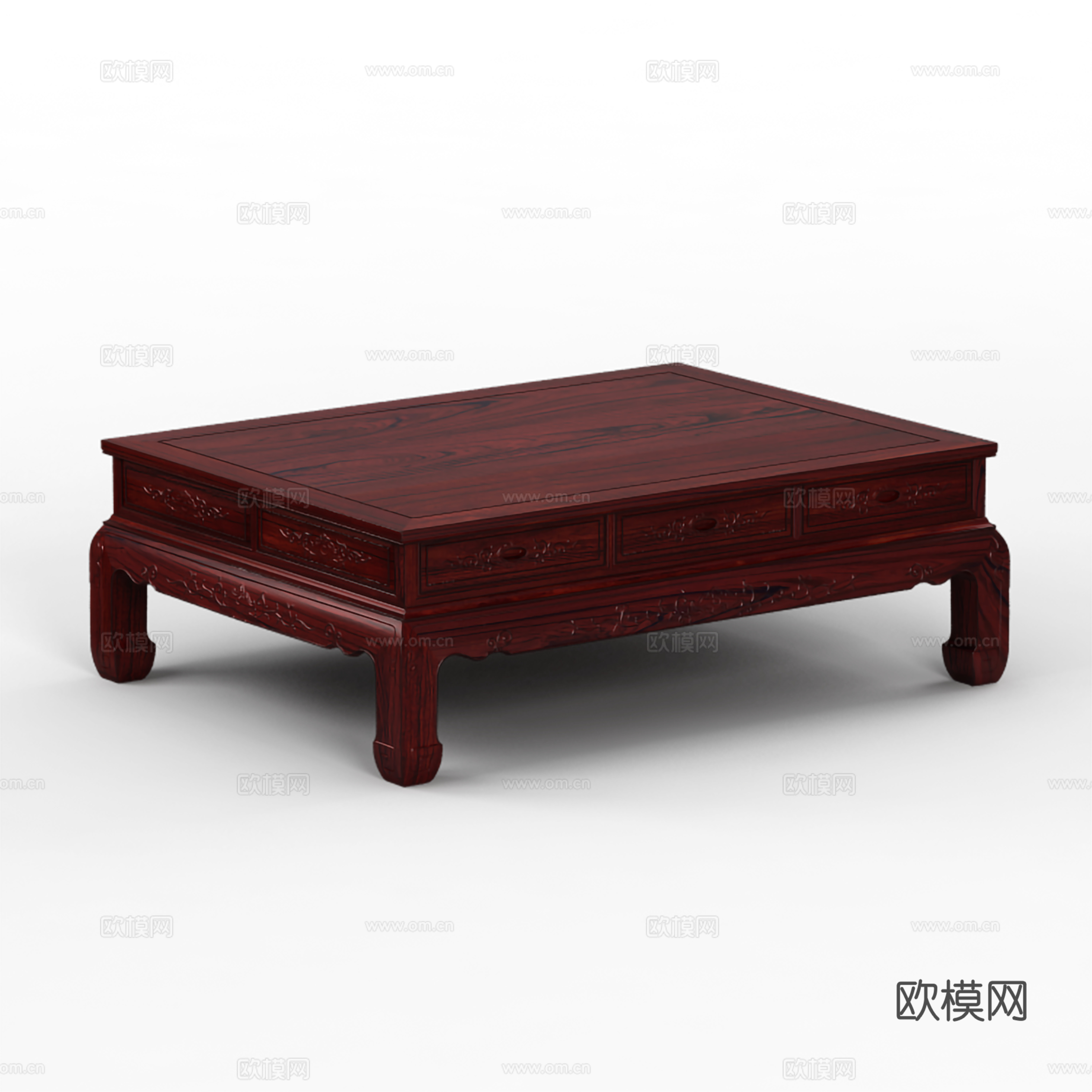 中式客厅木制茶几 雕花造型 实木红木3d模型