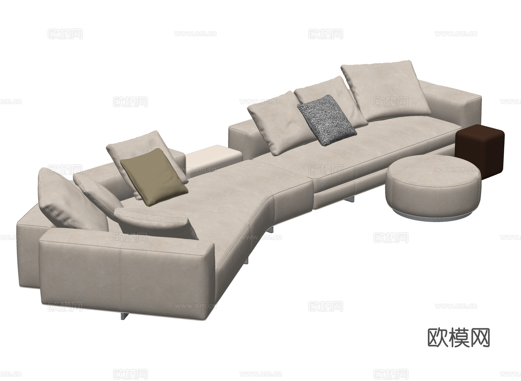 minotti YVES异形多人沙发 布艺沙发 弧形沙发su模型