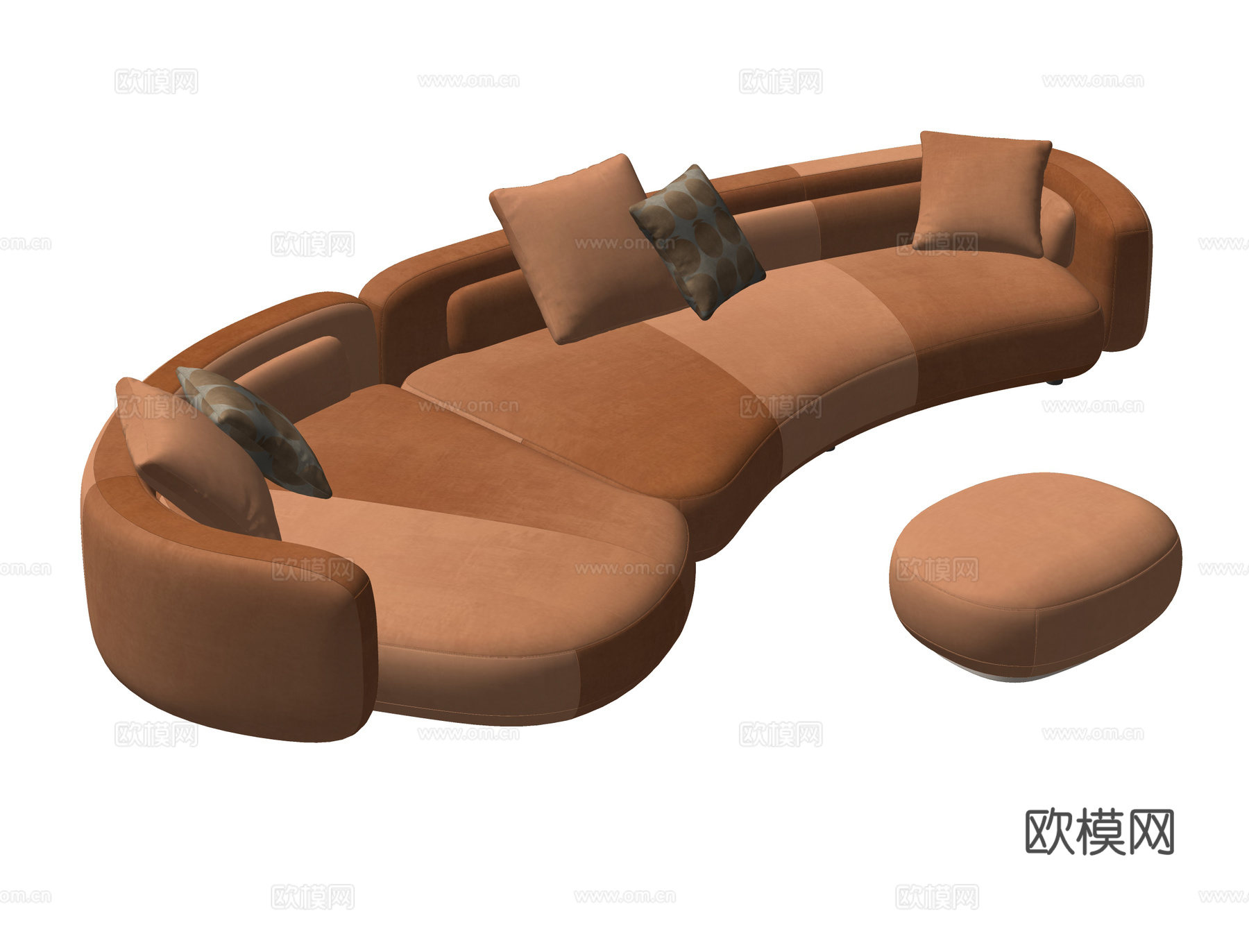 Minotti Bezier布艺沙发 弧形沙发 异形沙发su模型