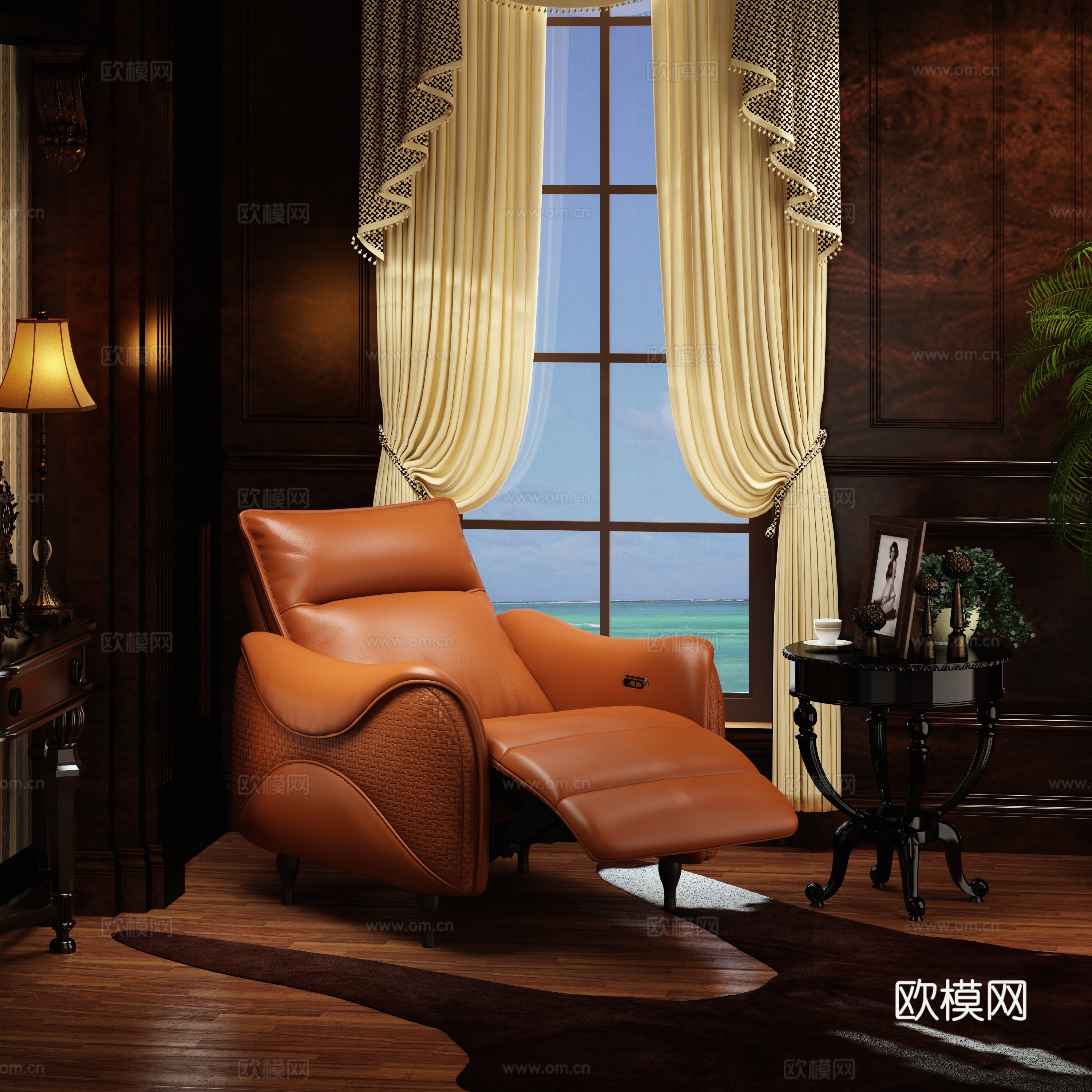现代美式木凡优品功能椅功能沙发懒人椅按摩椅3d模型