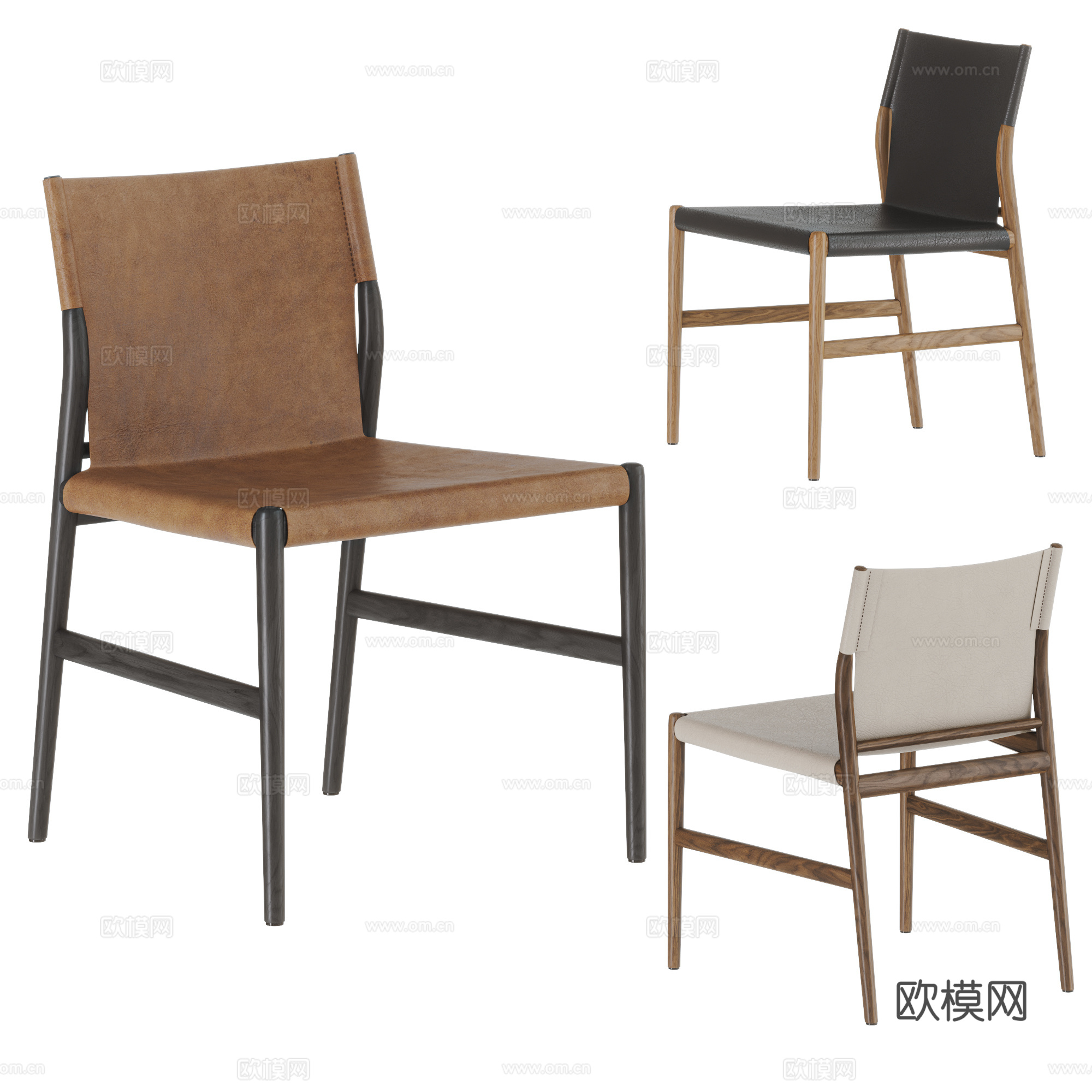 poliform 现代餐椅组合 皮革餐椅 单椅 书椅 木椅su模型