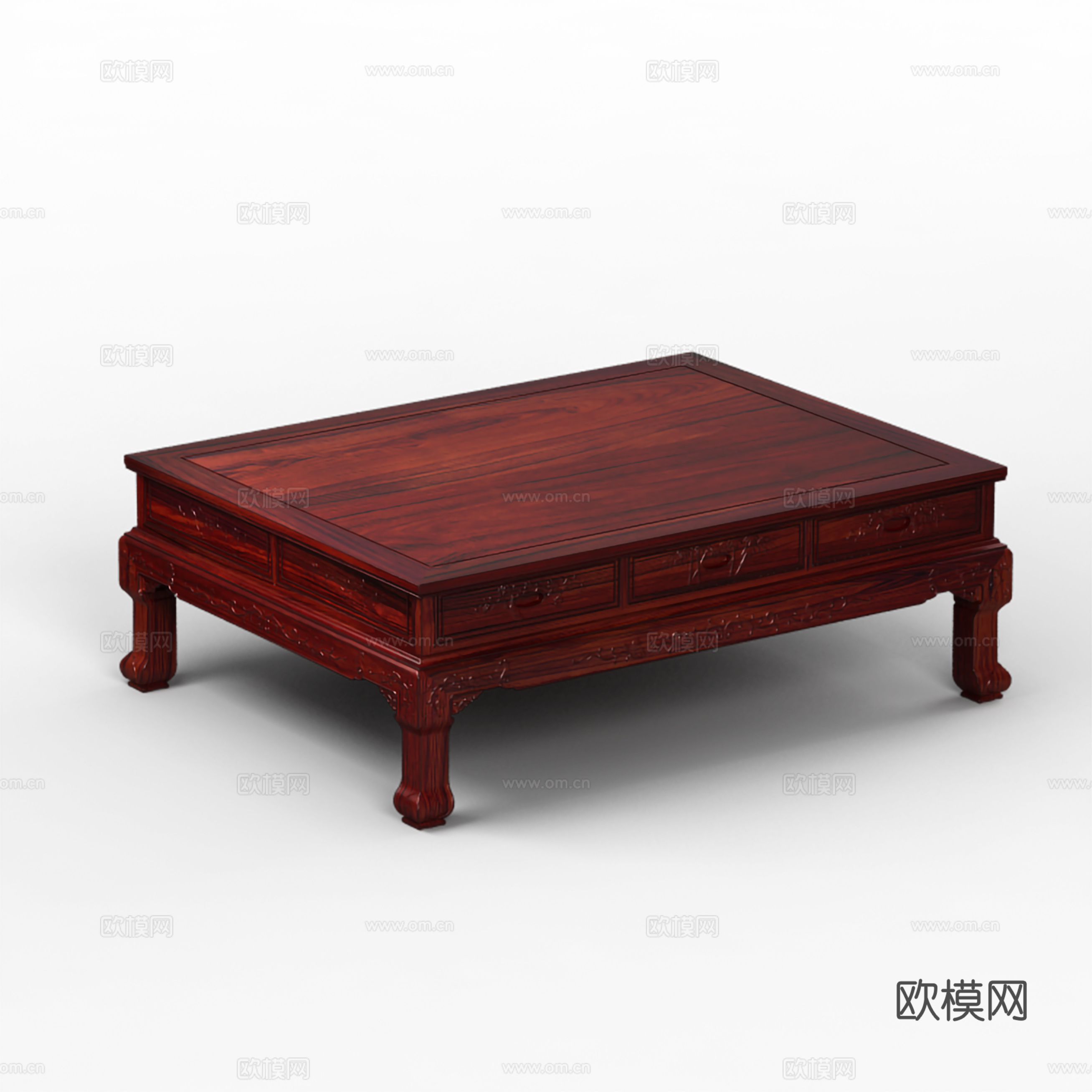中式客厅茶几 雕花造型 实木红木3d模型