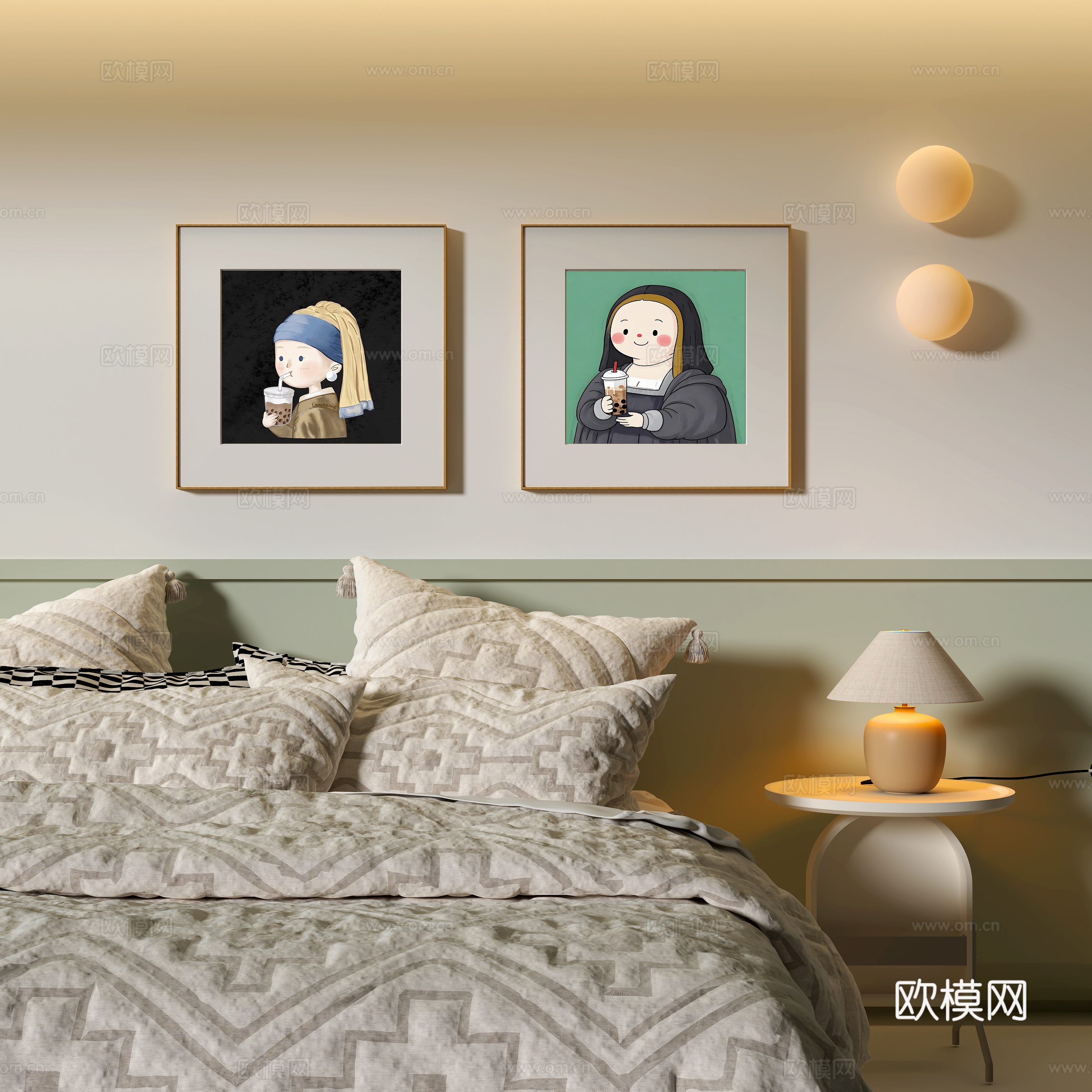 现代卧室装饰挂画 卡通挂画su模型