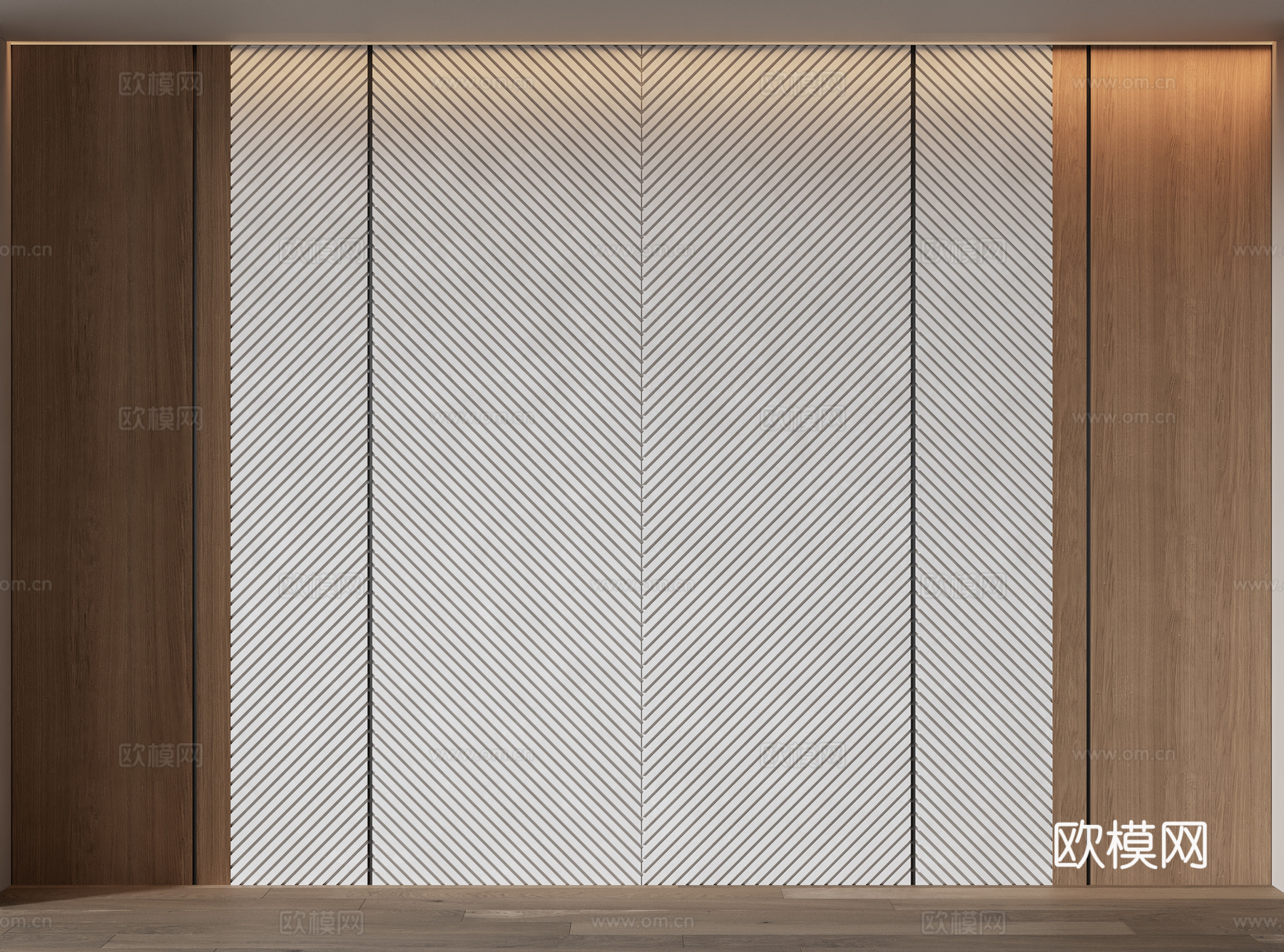 木饰面背景墙 装饰背景墙 卧室背景墙 床头背景墙3d模型